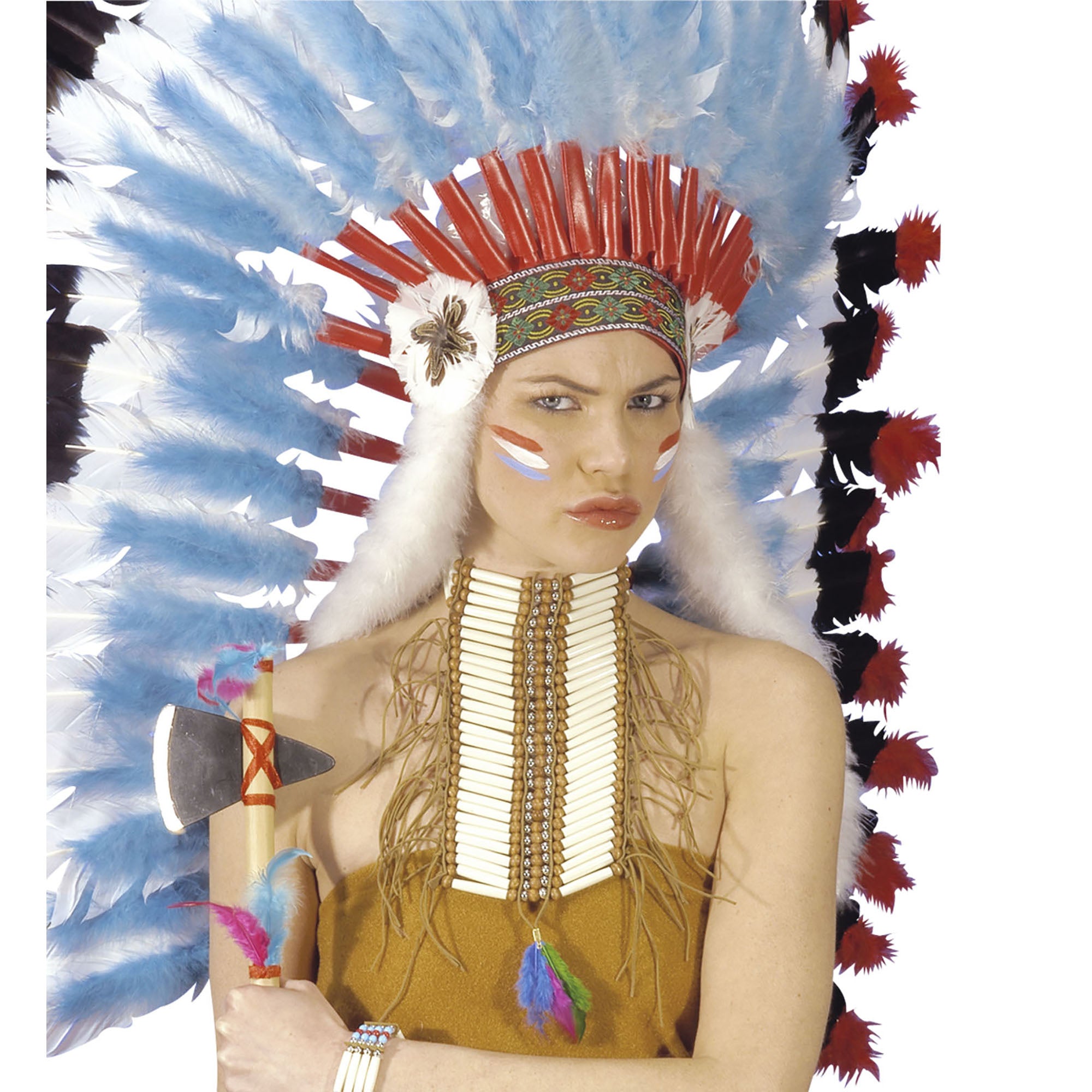Widmann - Indiaan Kostuum - Borstsieraad Indiaanse, Luxe - bruin,wit / beige - Carnavalskleding - Verkleedkleding