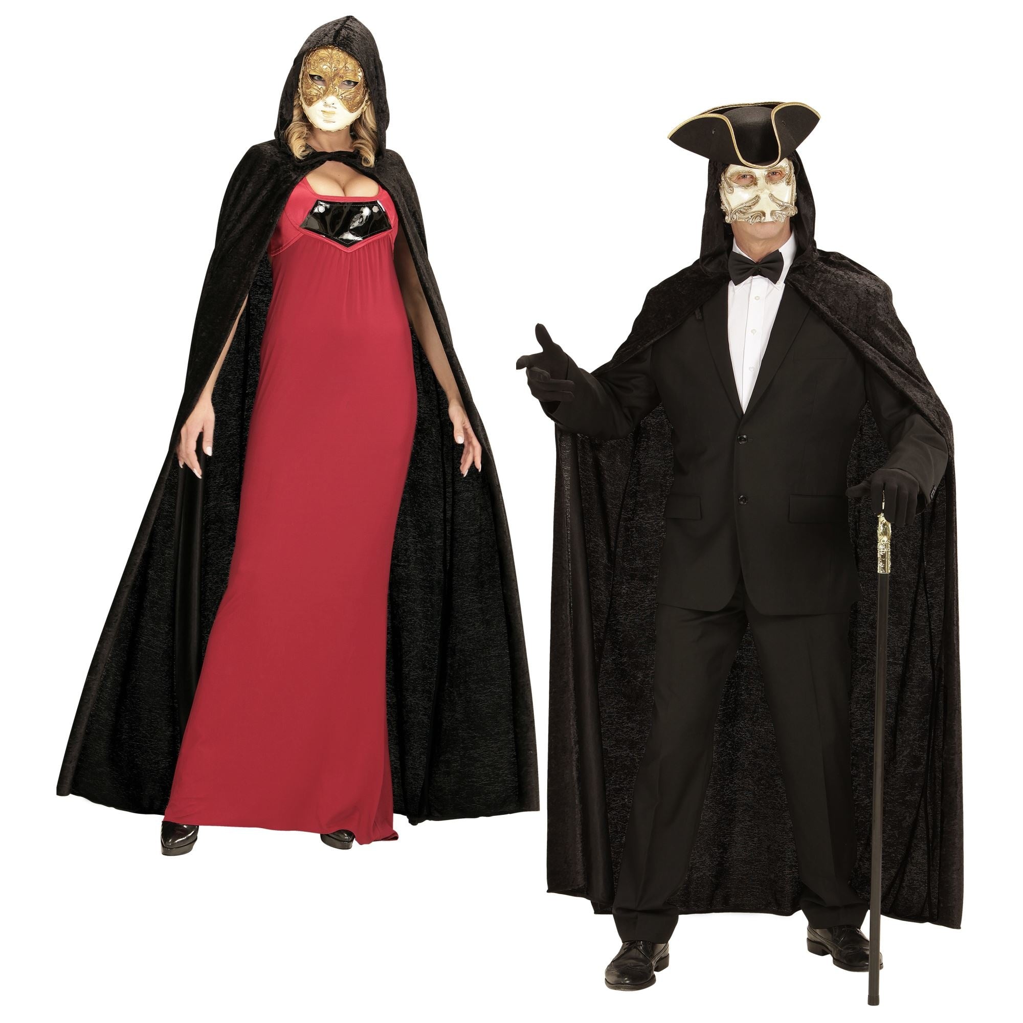 Widmann -Fluwelen Lange Zwarte Cape 150 Centimeter Cape Fear - zwart - One Size - Halloween - Verkleedkleding