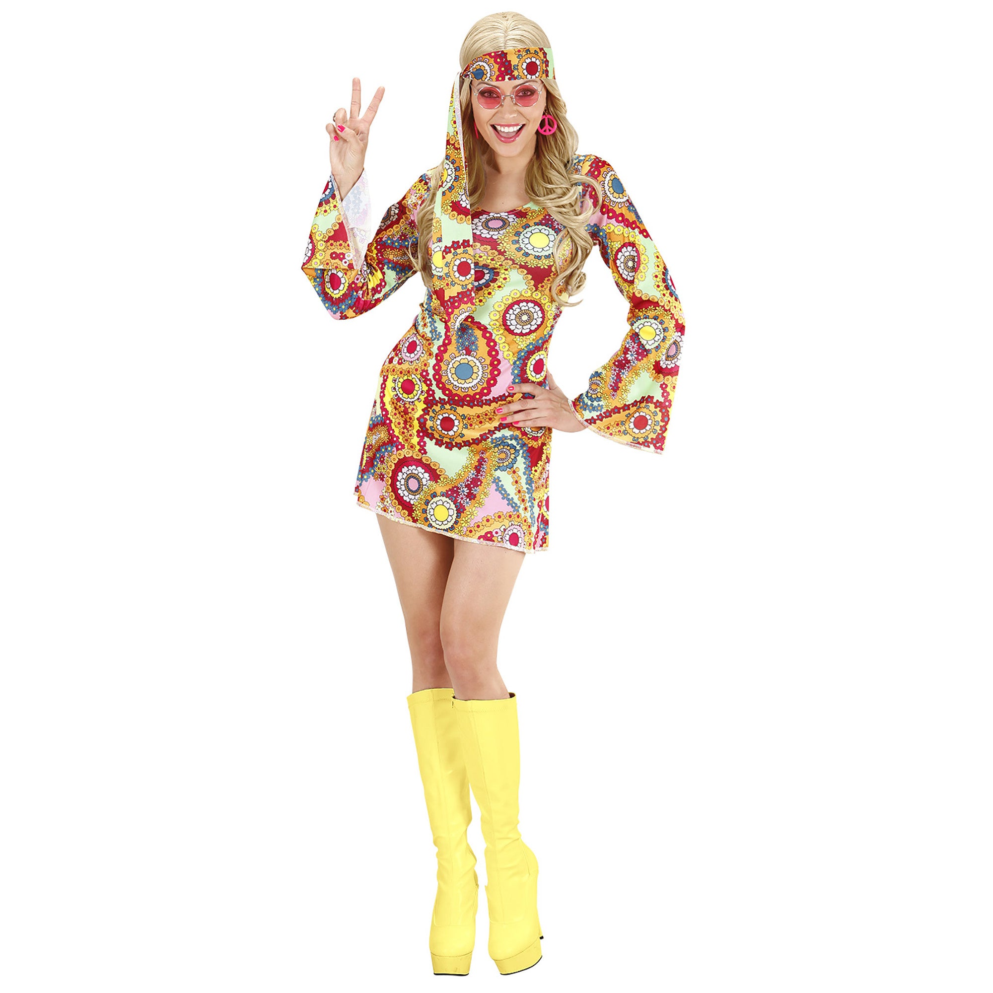 Widmann - Hippie Kostuum - Hippie - Meisje Vrouw - multicolor - Small - Carnavalskleding - Verkleedkleding