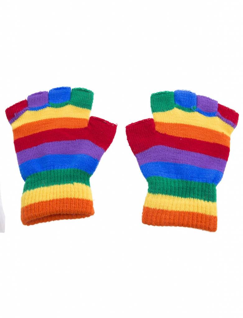 Fleurige vingerloze regenboog handschoenen