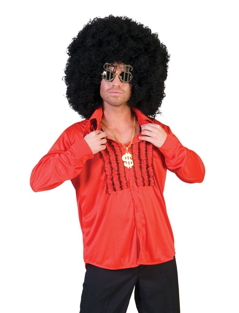 Funny Fashion - Jaren 80 & 90 Kostuum - Saturday Night Shirt Red - rood - Maat 48-50 - Carnavalskleding - Verkleedkleding