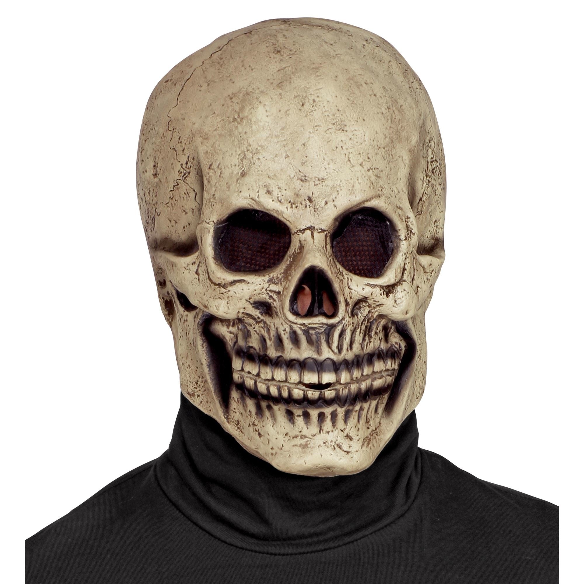 Widmann - Spook & Skelet Kostuum - Masker Kaal Gepikte Schedel - wit / beige - Halloween - Verkleedkleding