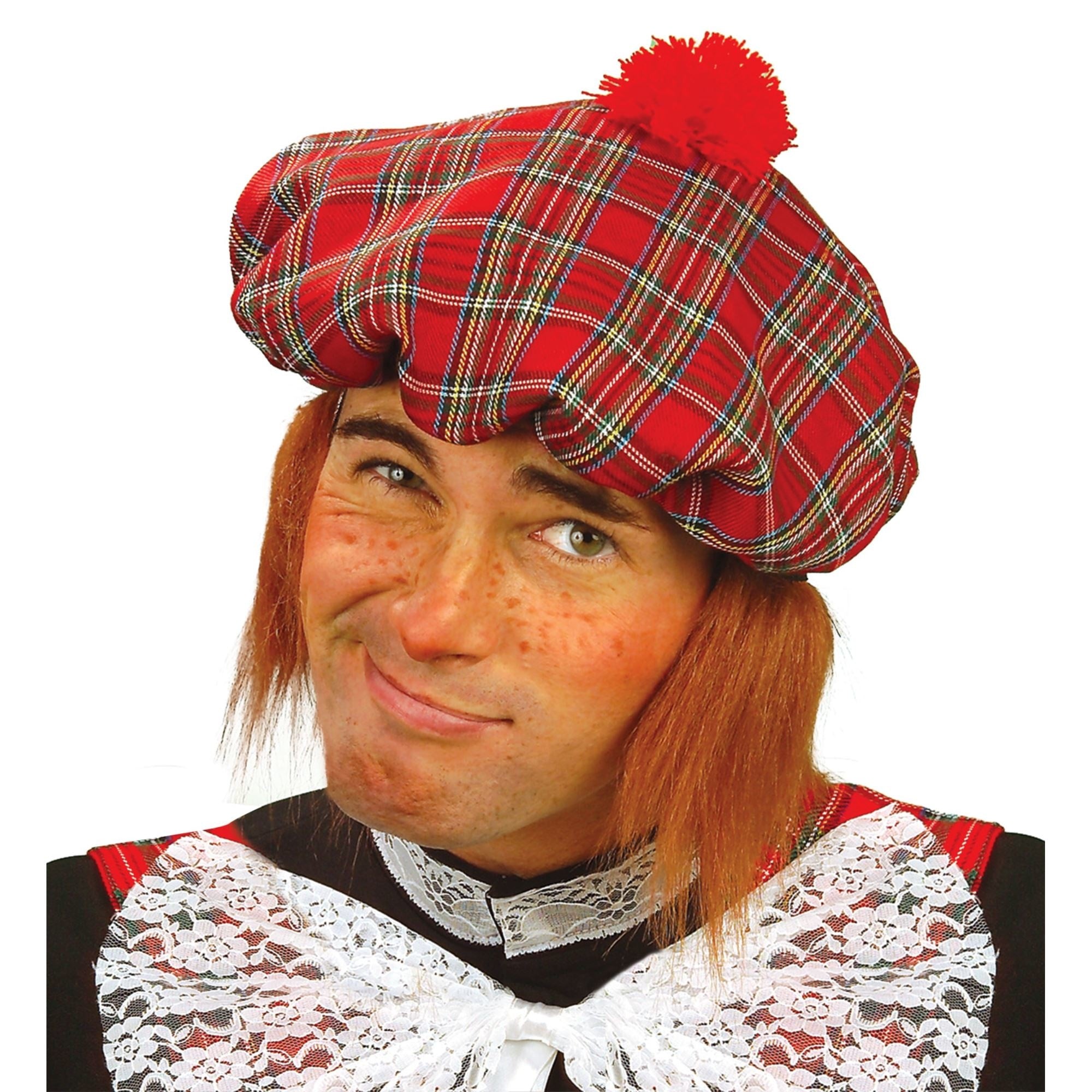 Widmann - Landen Thema Kostuum - Schotse Muts Met Haar - rood - Carnavalskleding - Verkleedkleding
