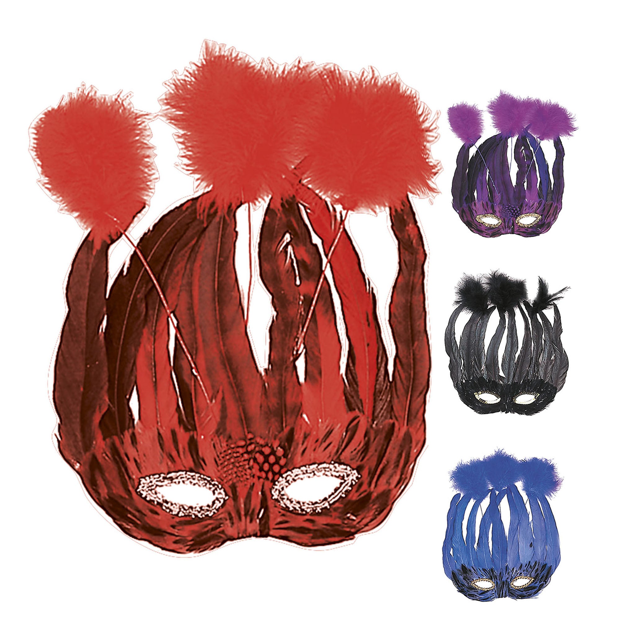 Carnavals-accessoires: Lido veren masker, in diverse kleuren
