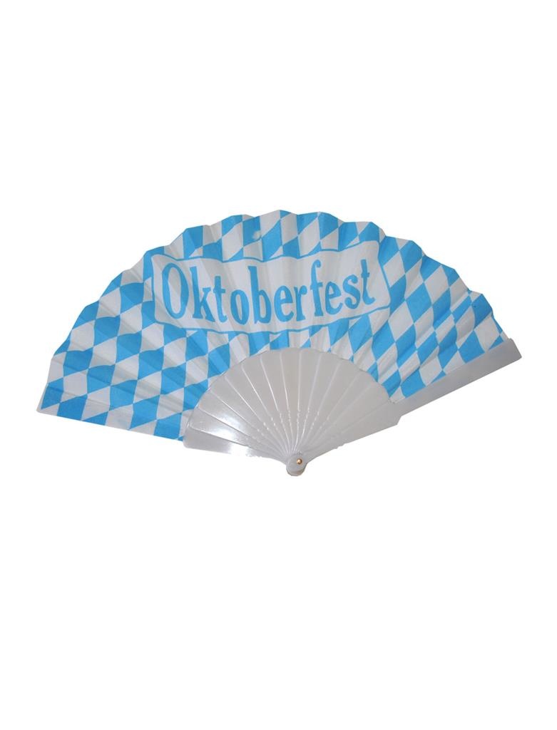 Beierse waaier Oktoberfest verkleed accessoire - Bierfeest feest artikelen - Handwaaiers blauw/wit