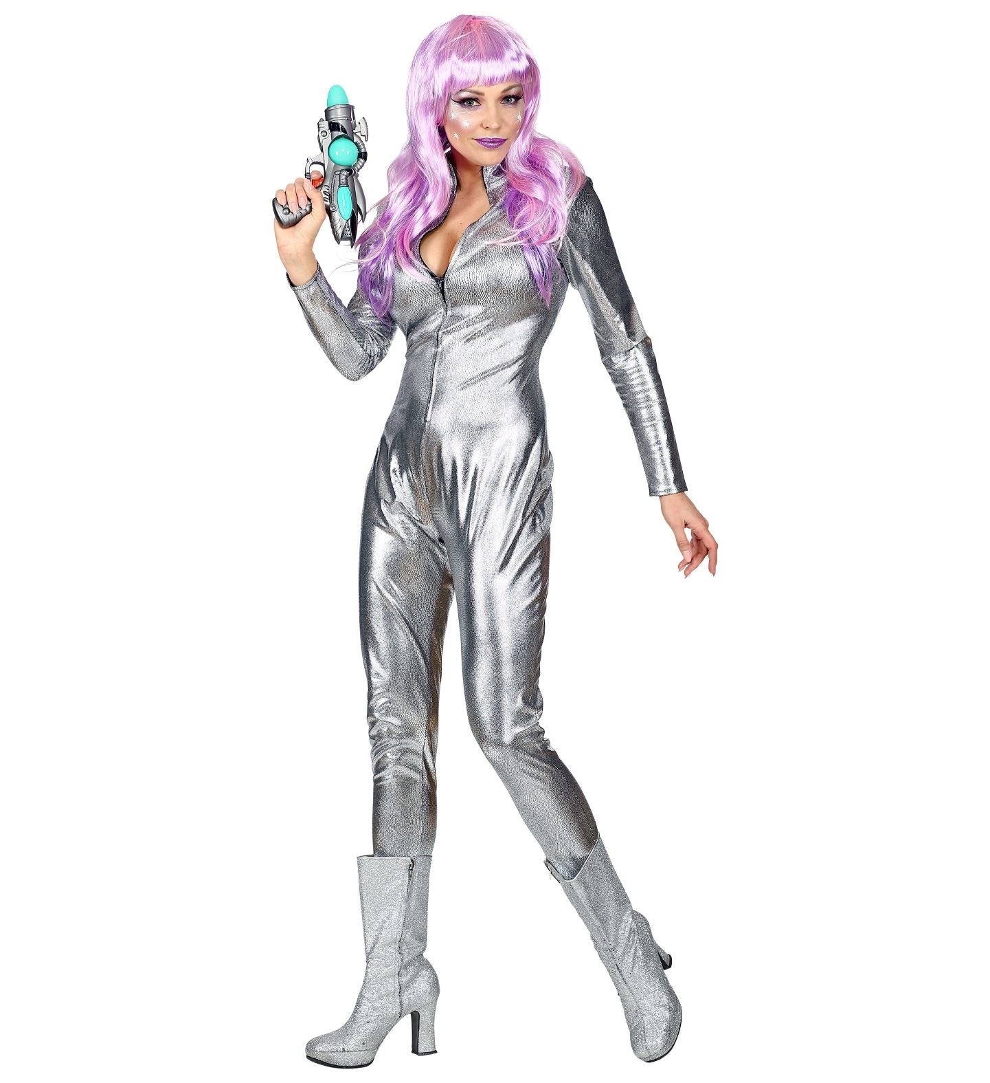 Widmann - Science Fiction & Space Kostuum - Space Girl Barbarella Ruimte - Vrouw - zilver - Large / XL - Carnavalskleding - Verkleedkleding