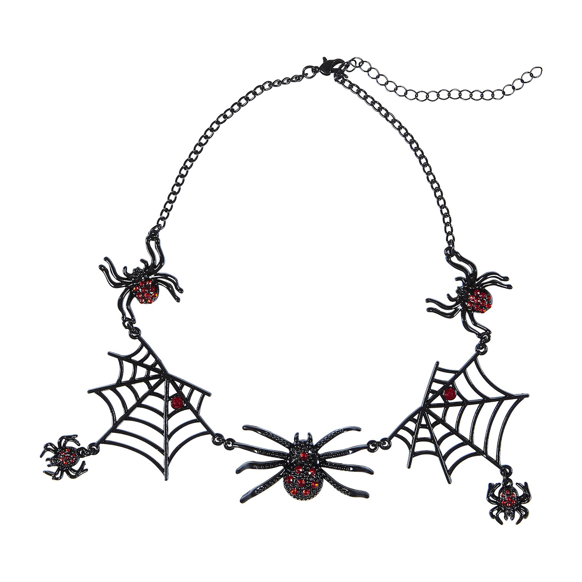 Widmann - Heks & Spider Lady & Voodoo & Duistere Religie Kostuum - Strass Ketting Spin Arachnia - zwart - Carnavalskleding - Verkleedkleding