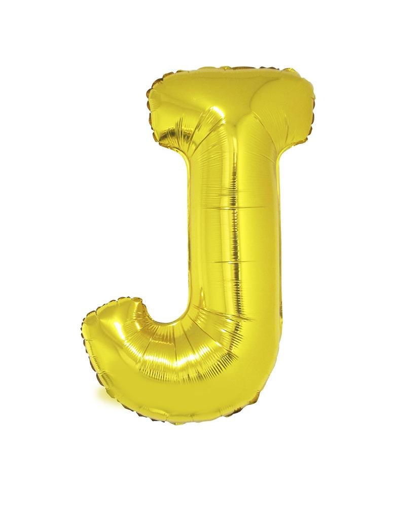 Folieballon Goud Letter &apos;J&apos; groot