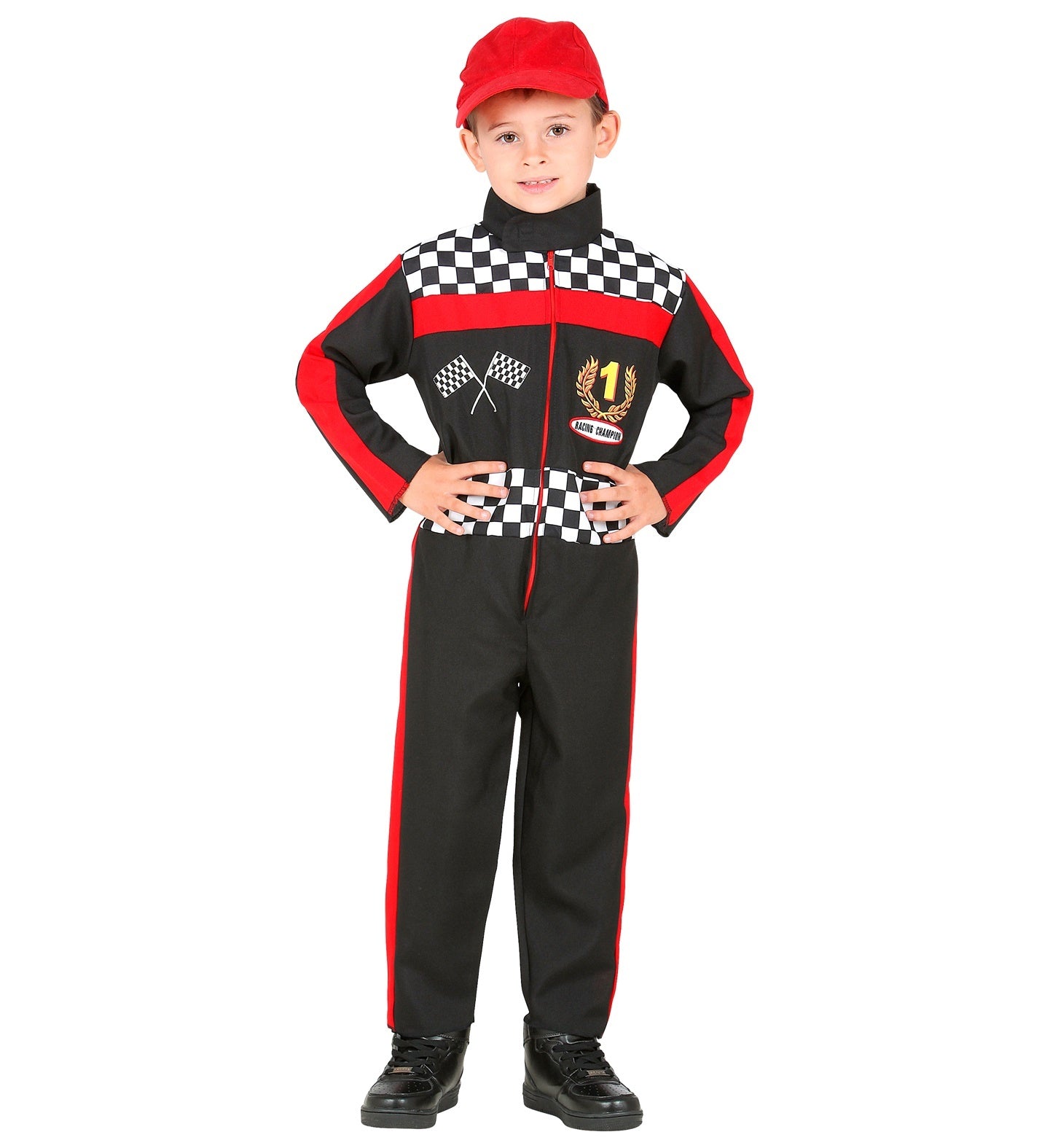 Widmann - Formule 1 Kostuum - Beste F1 Coureur Van De Grid Kind - Jongen - Rood, Zwart - Maat 158 - Carnavalskleding - Verkleedkleding