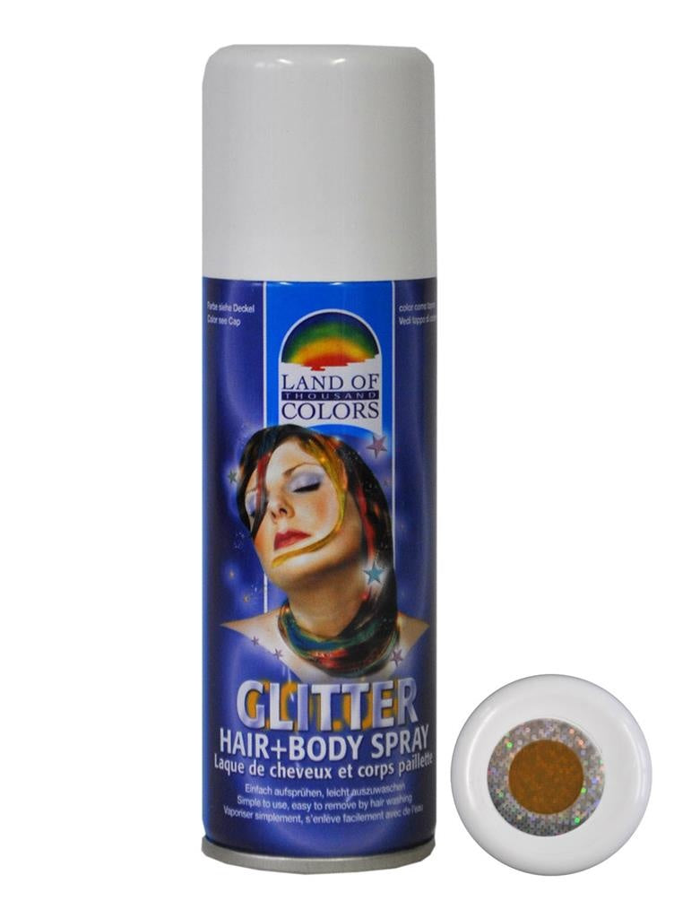 Haar en lichaam spray spuitbus - glitter goud - 125 ml - hair/body-paint