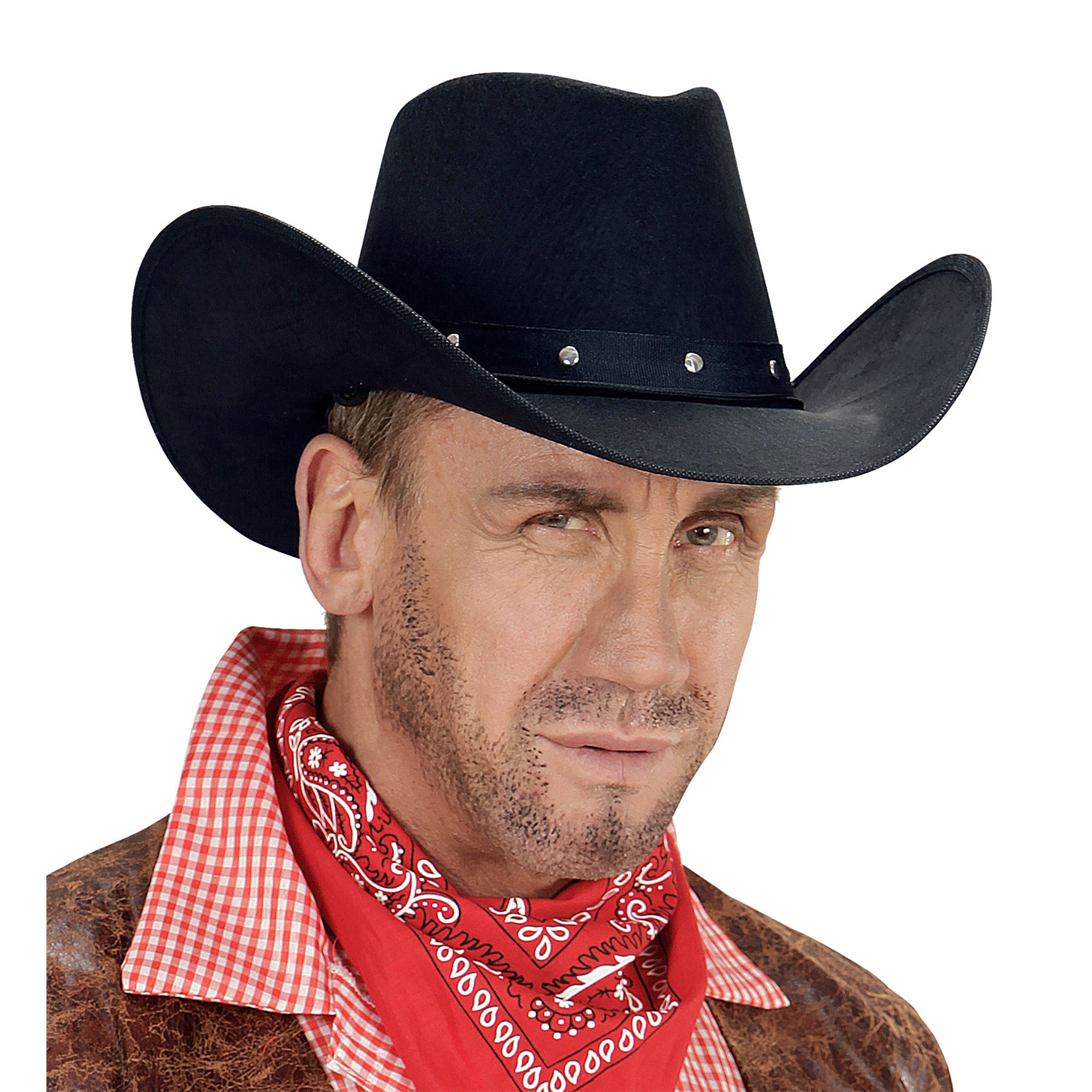 Widmann - Cowboy & Cowgirl Kostuum - Rawhide Cowboyhoed Met Beslagnagels - zwart - Carnavalskleding - Verkleedkleding