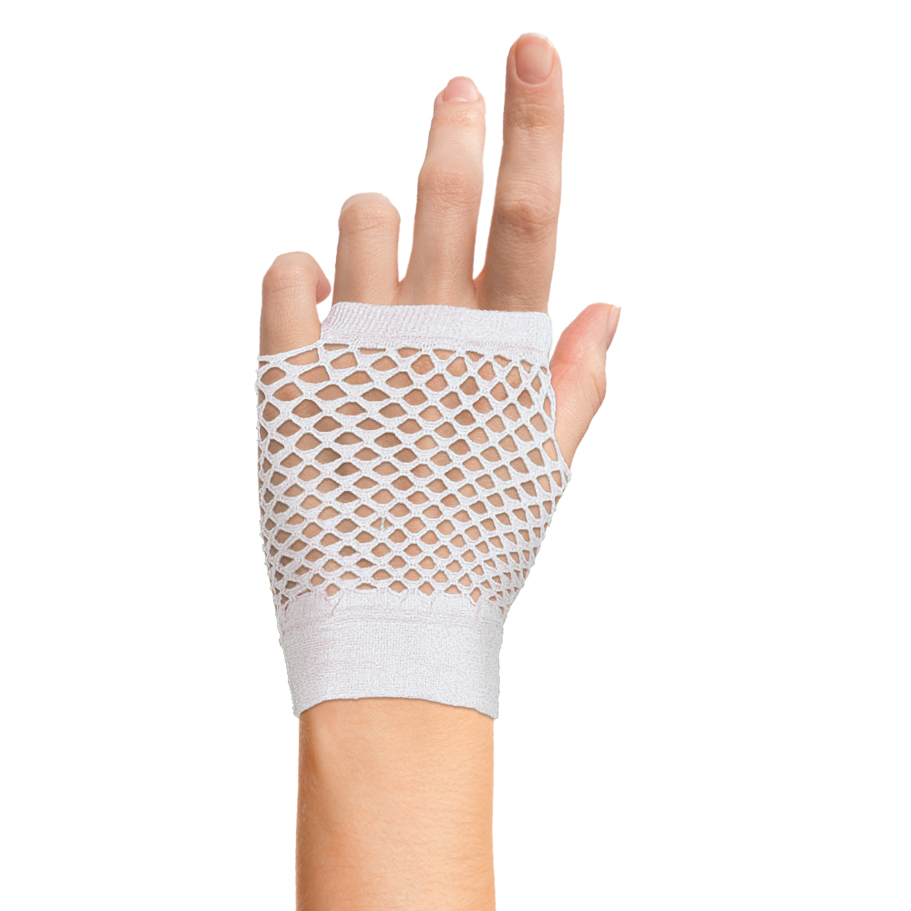 Mooie witte visnet handschoenen kort model
