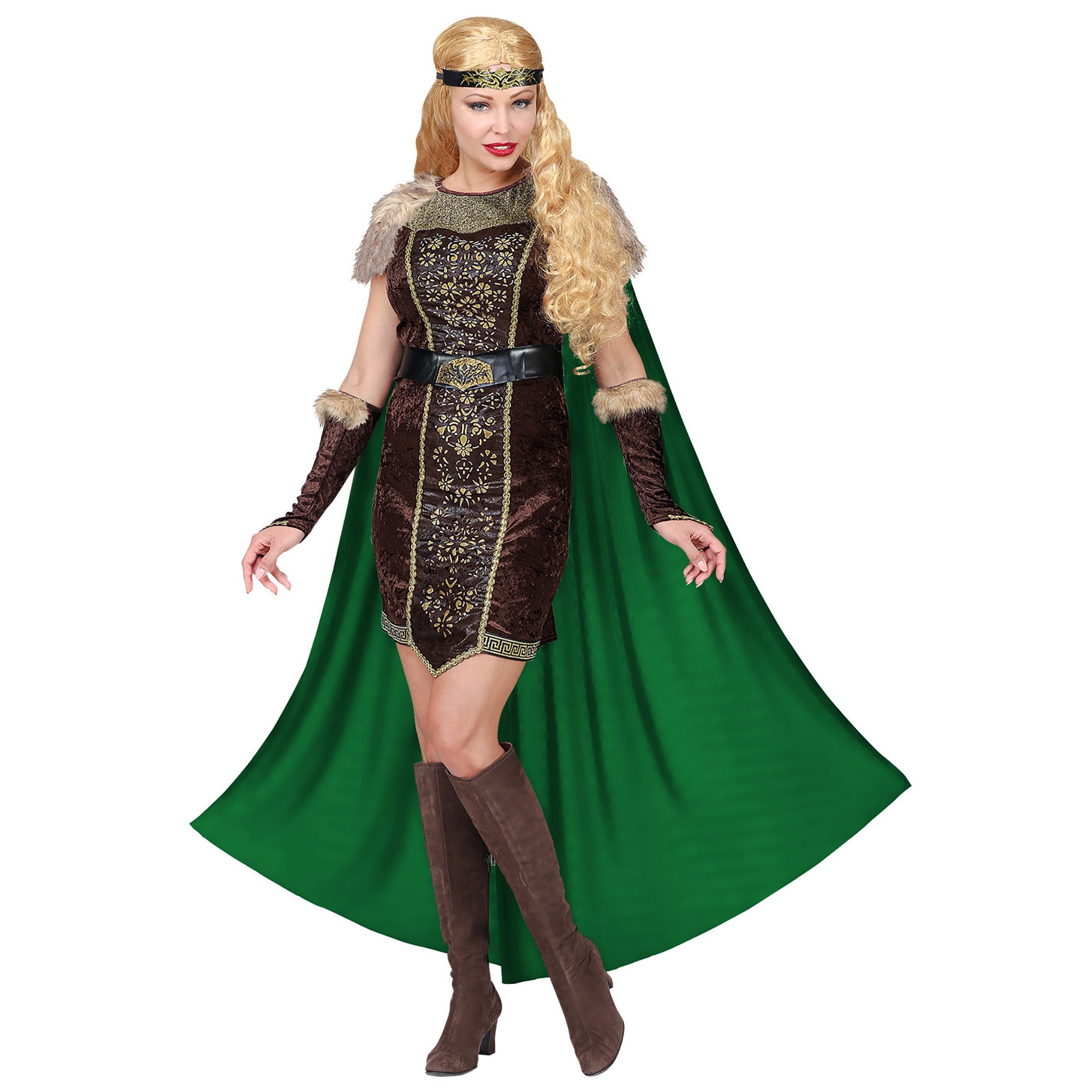 WIDMANN - Viking kostuum met groene cape voor vrouwen - S