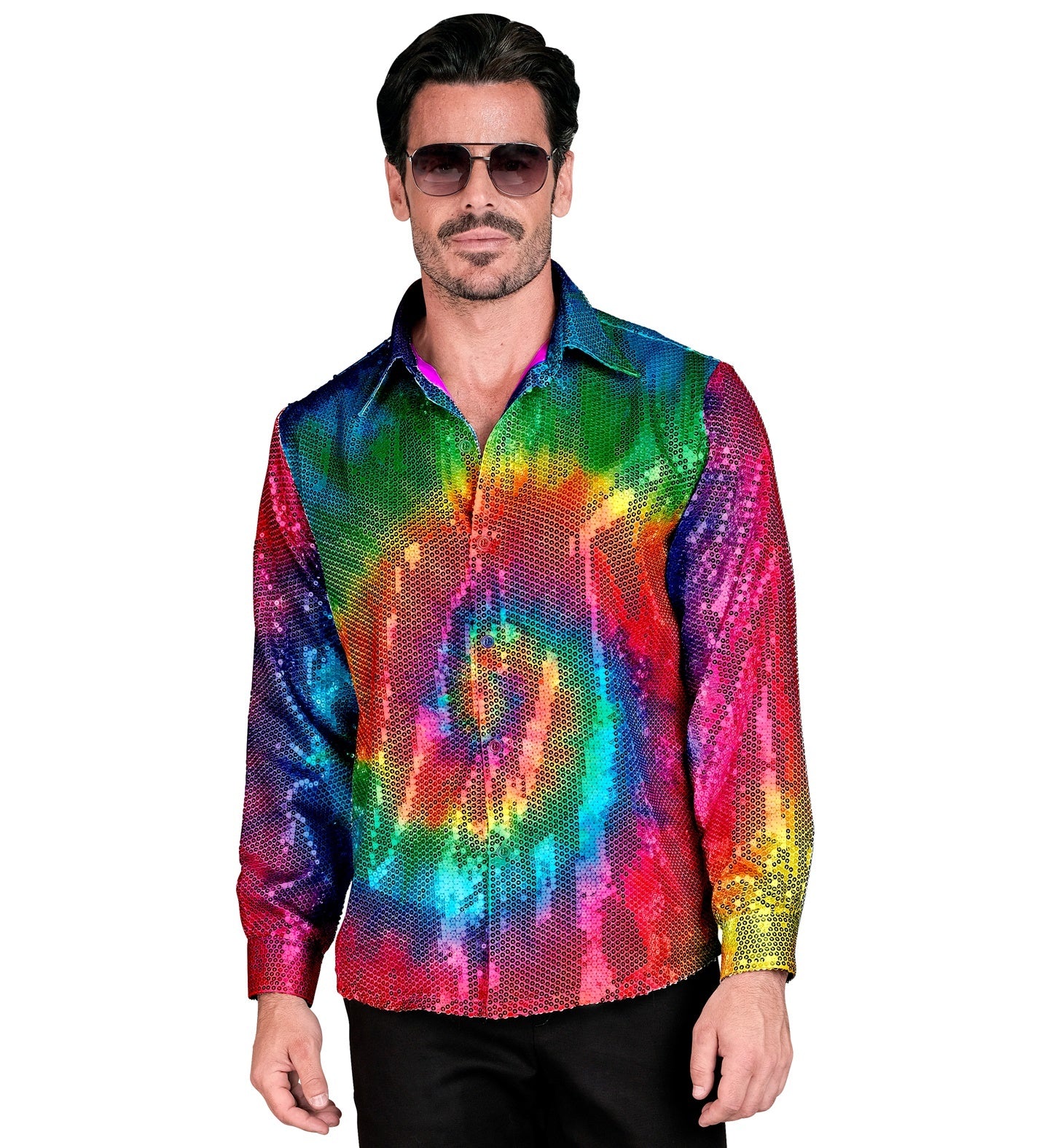 Tie Dye Hippie Paillettenshirt heren