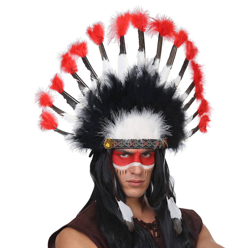 Widmann -Indianentooi Barse Bizon - rood,zwart,wit / beige - Carnavalskleding - Verkleedkleding