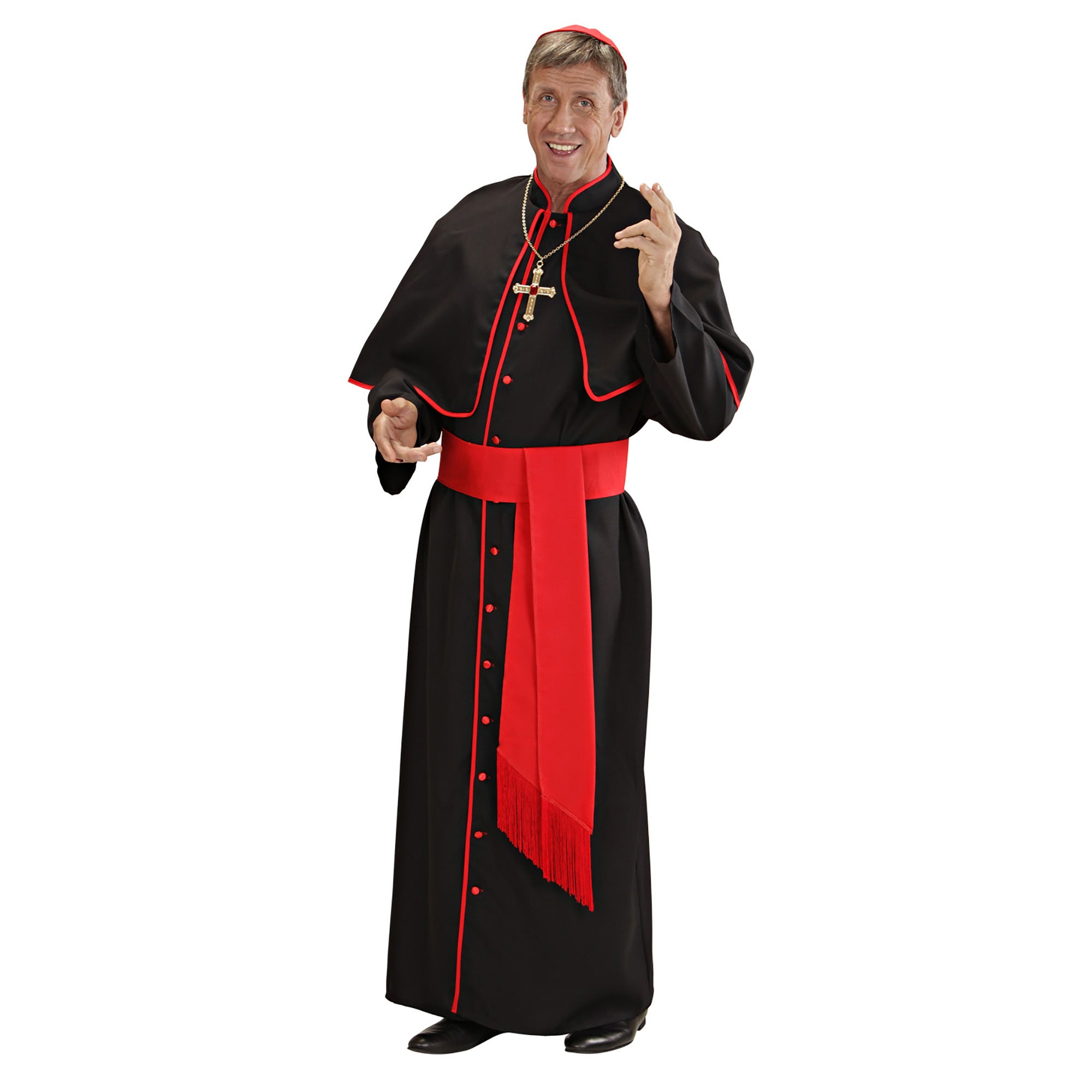 Widmann - Religie Kostuum - Kardinaal Luxe St Pieter Kostuum Man - Rood, Zwart - XL - Carnavalskleding - Verkleedkleding
