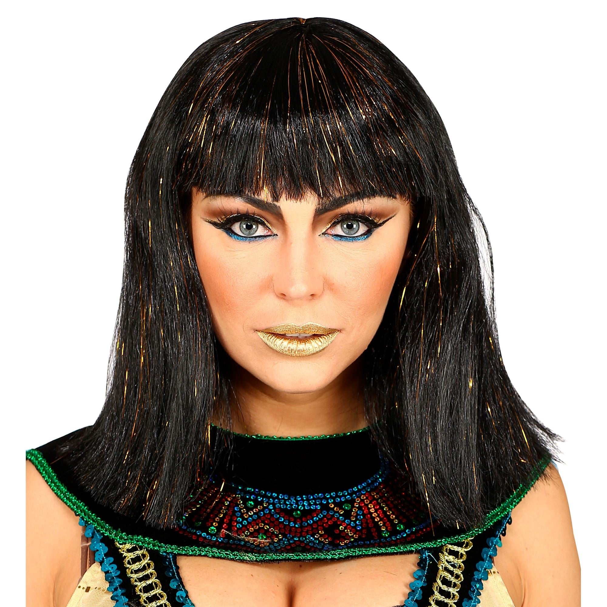 Pruik Cleopatra met klatergoud | One Size