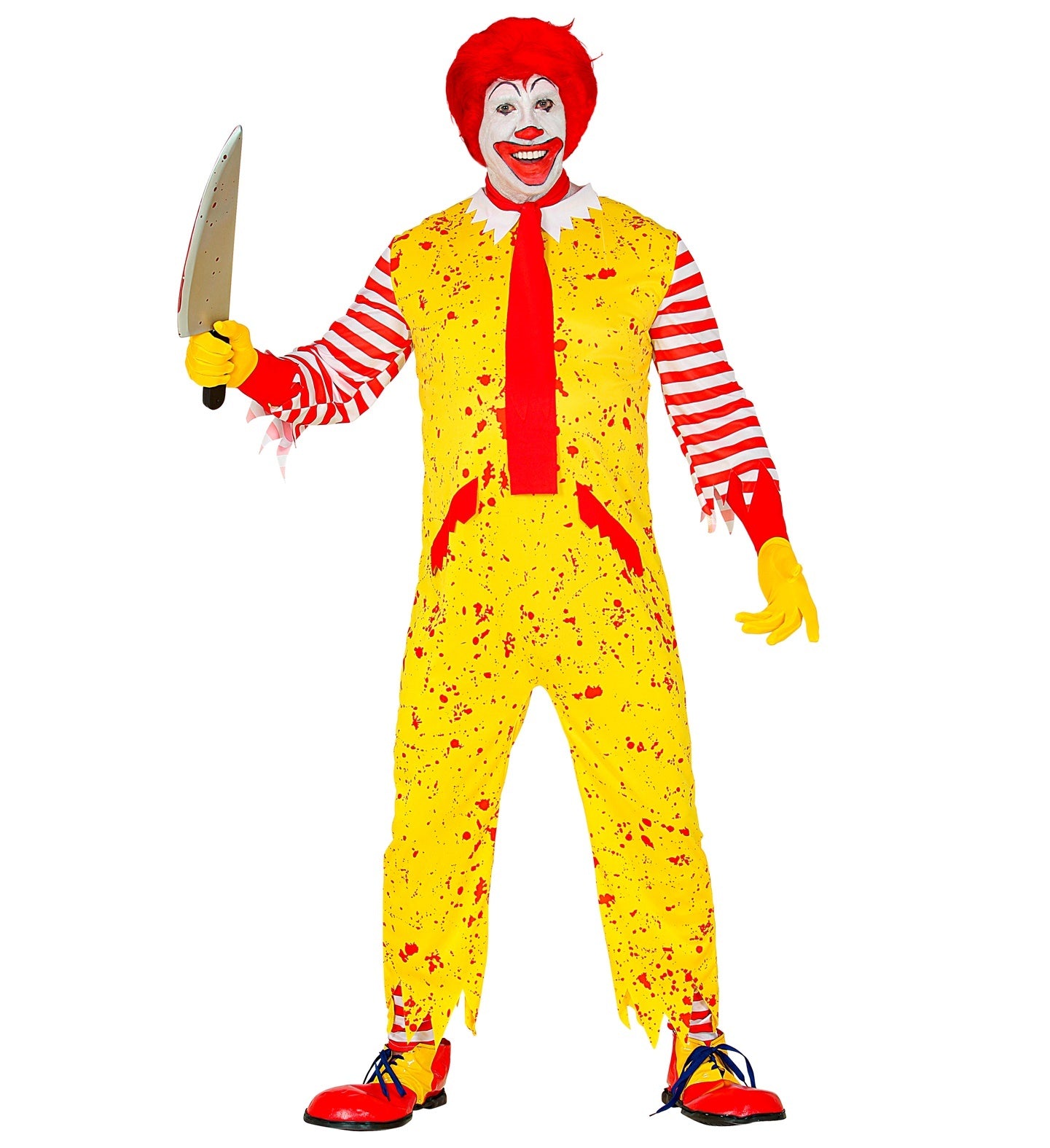 Widmann - Monster & Griezel Kostuum - Mckiller Fastfood Clown - Man - rood,geel - Medium - Halloween - Verkleedkleding