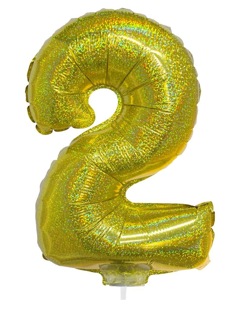 Folie ballon 41cm op stokje glitter goud