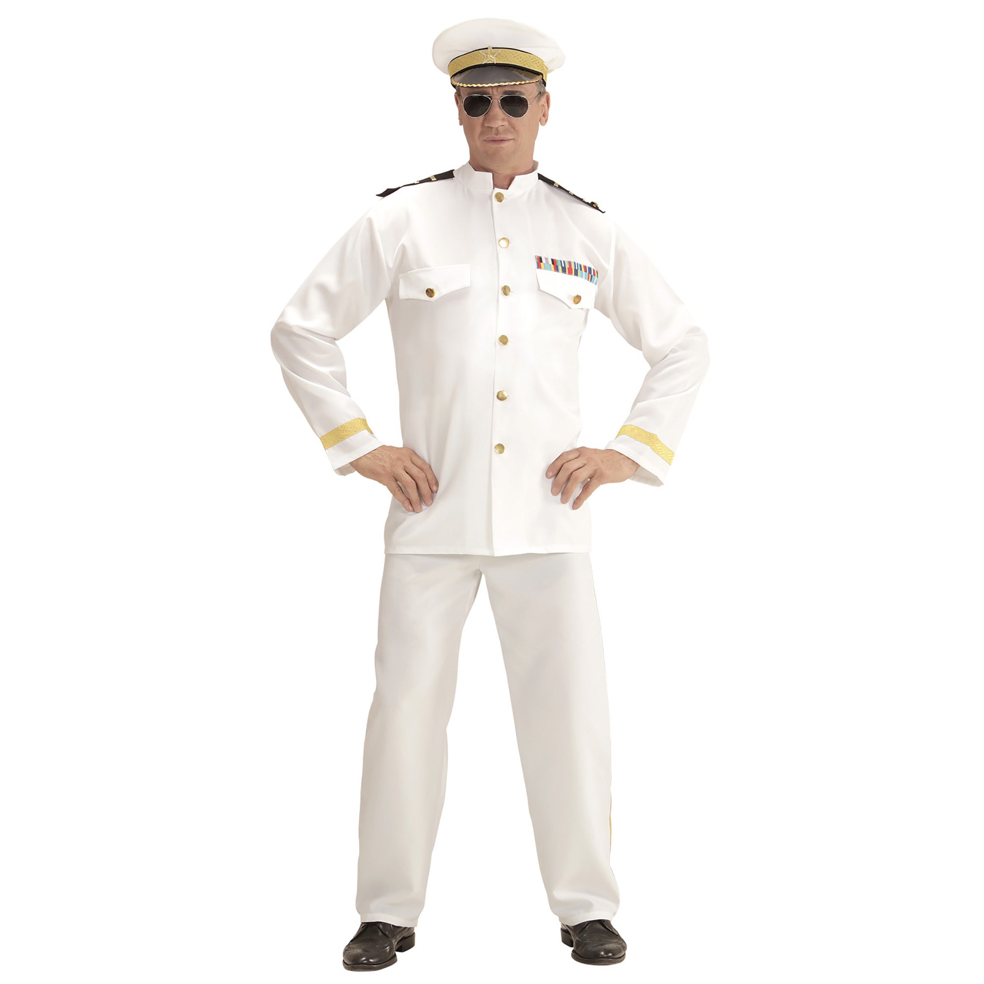 Widmann - Kapitein & Matroos & Zeeman Kostuum - Koninklijke Marine Kapitein - Man - wit / beige - XXL - Carnavalskleding - Verkleedkleding