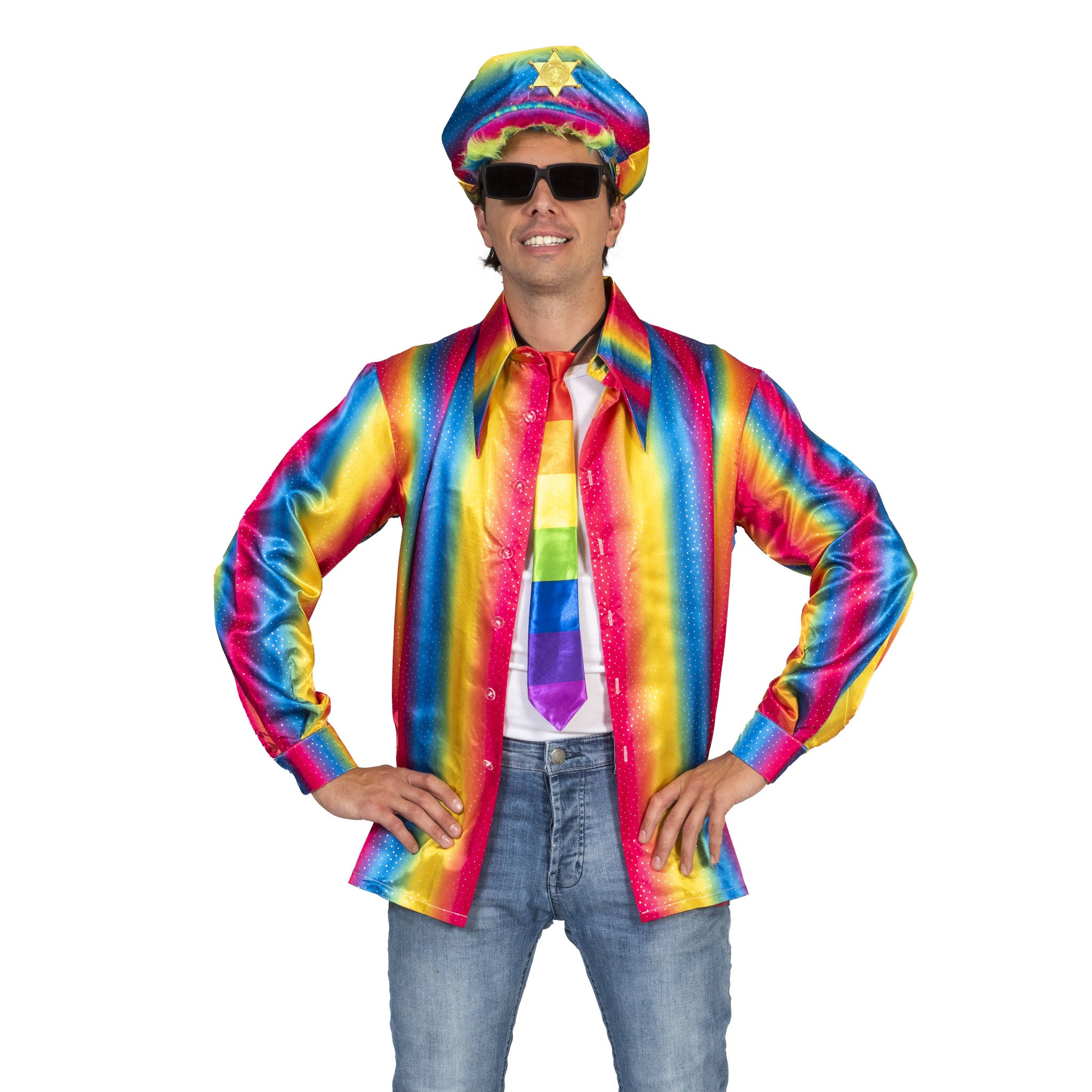 Mooi disco Shirt Rainbow heren