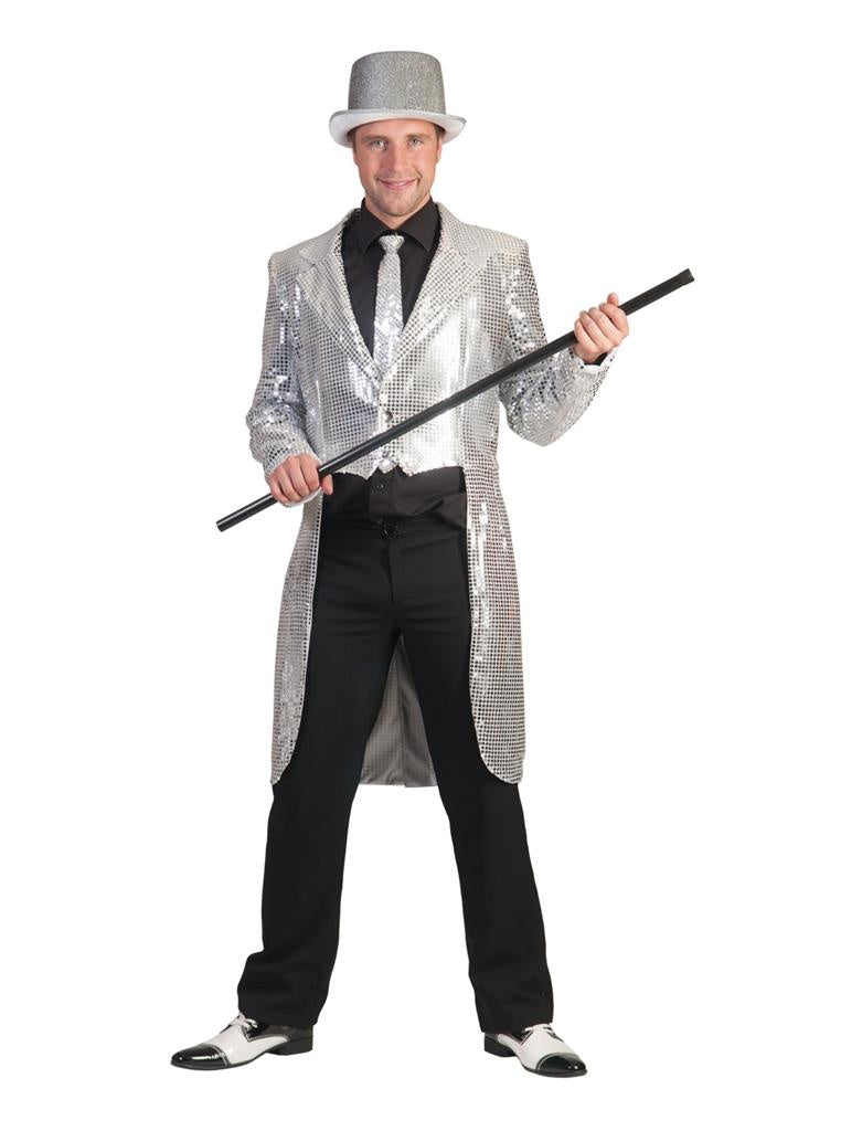 ESPA - Zilverkleurige slipjas met lovertjes voor heren - Large - Volwassenen kostuums