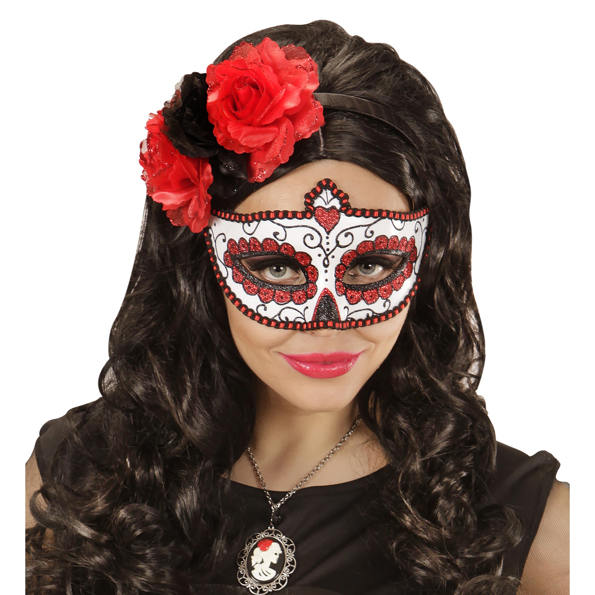 WIDMANN - Rood glittermasker Día de los muertos