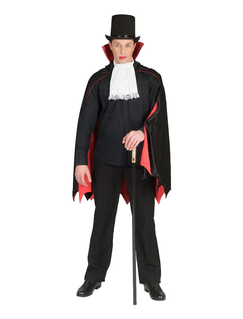 Funny Fashion - Vampier & Dracula Kostuum - Rood-Zwarte Cape Roemenie - rood,zwart - One Size - Halloween - Verkleedkleding