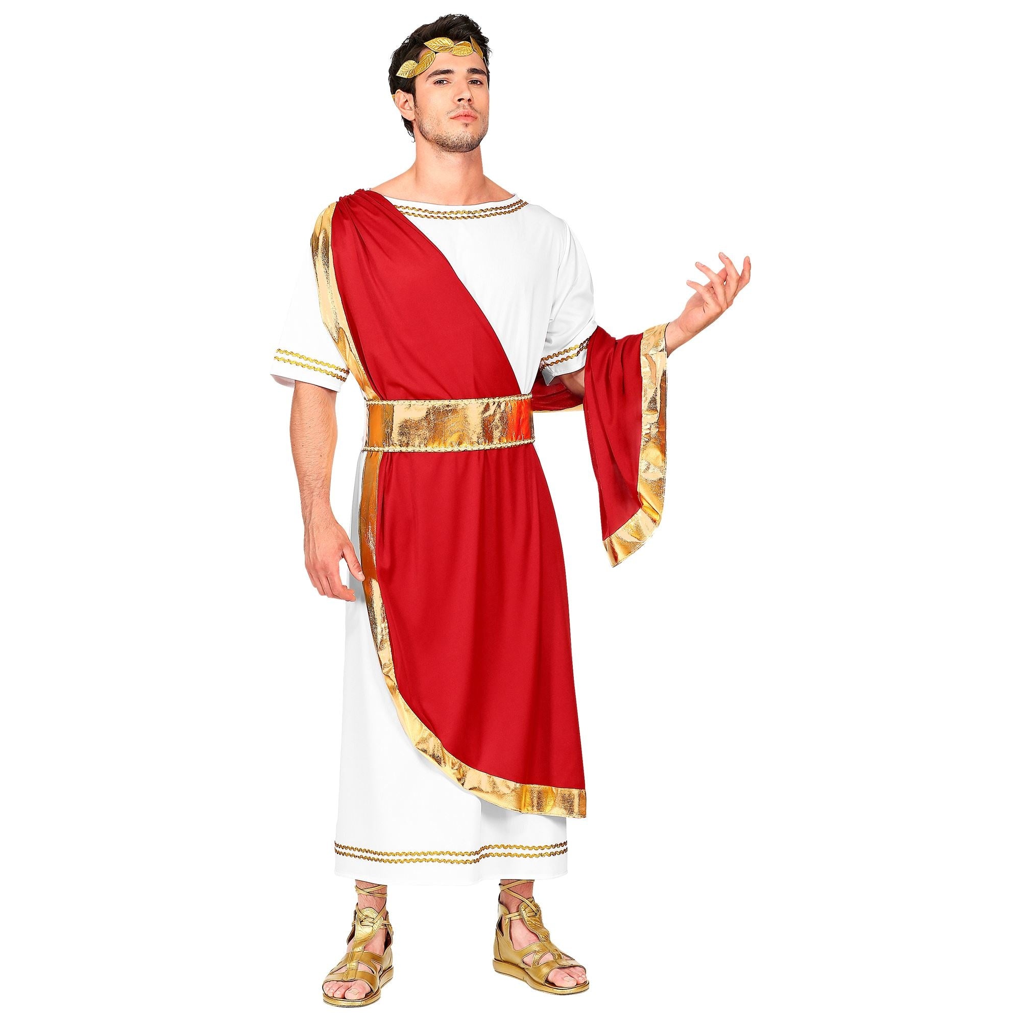 Widmann - Griekse & Romeinse Oudheid Kostuum - Romeinse Keizer Cornelius Taurus - Man - rood,wit / beige,goud - XXL - Carnavalskleding - Verkleedkleding