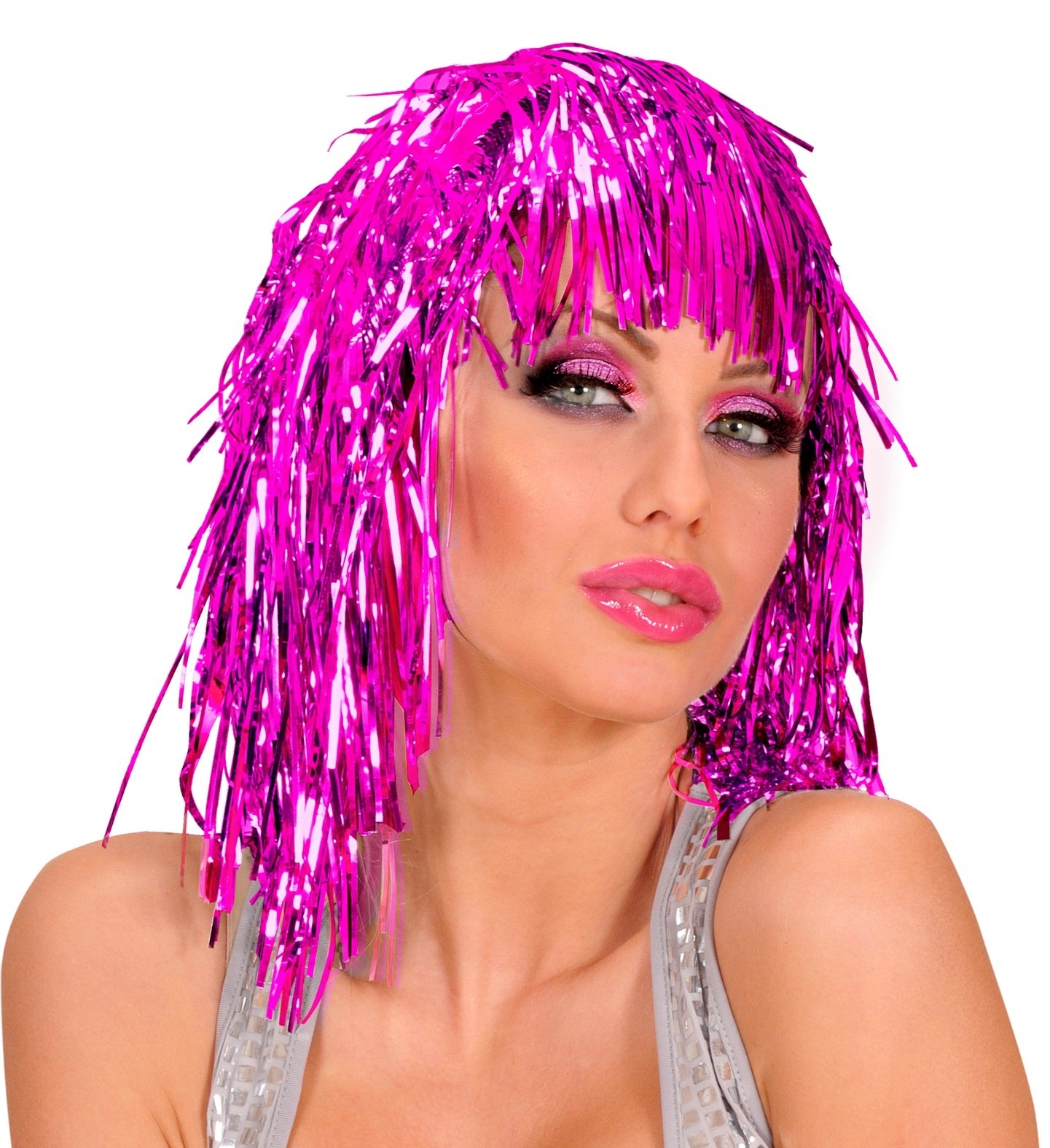 Widmann - Jaren 80 & 90 Kostuum - Roze Feesthaar Disco Pruik - roze - Carnavalskleding - Verkleedkleding