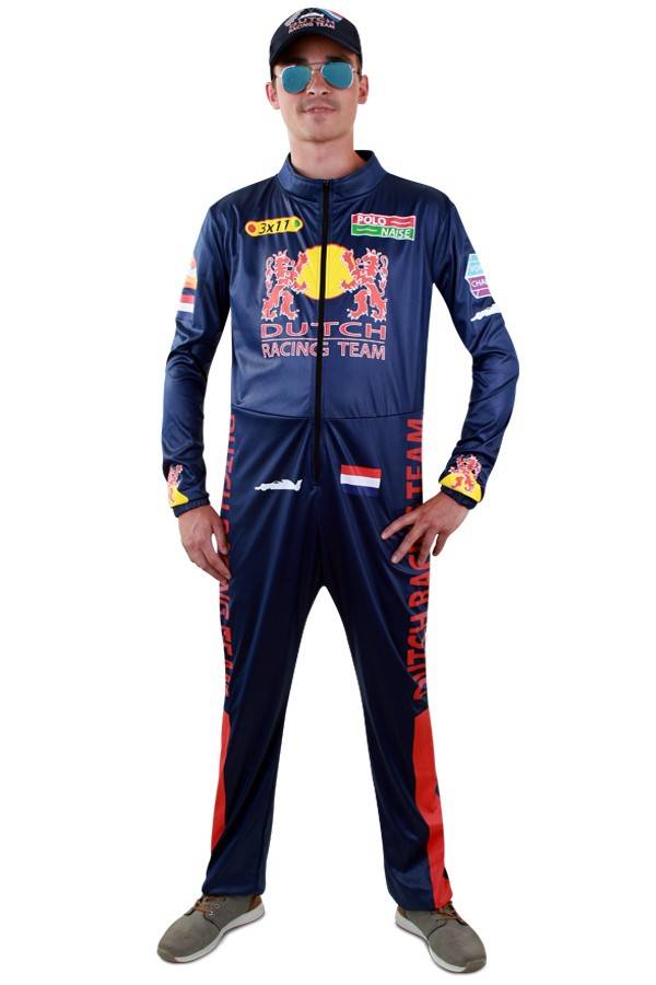 Formule 1 Kostuum | Supersnel Formule 1 Race Overall Max | Man | Maat 48 | Carnaval kostuum | Verkleedkleding