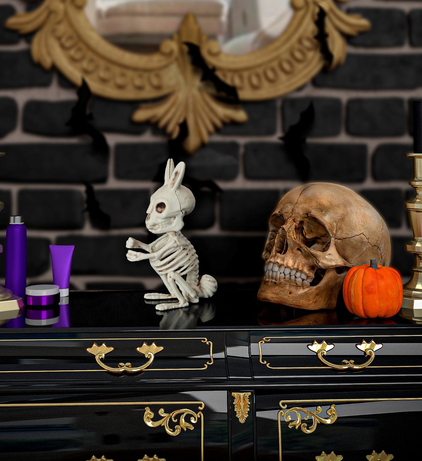 Halloween skelet konijn 16cm