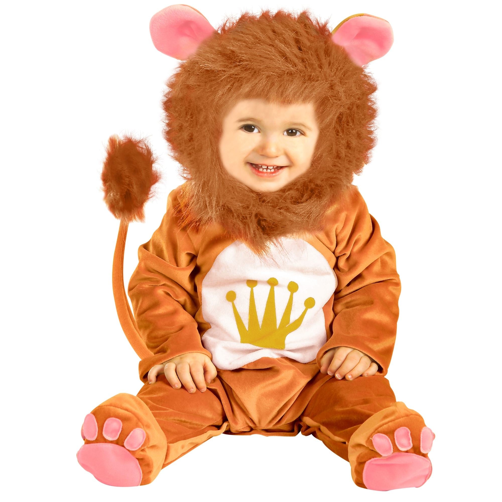 Oranje leeuwenpak met kroon voor baby's - Verkleedkleding - 86/92