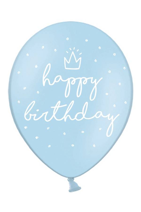 Mooie ballonnen Happy Birthday licht blauw 6 stuks