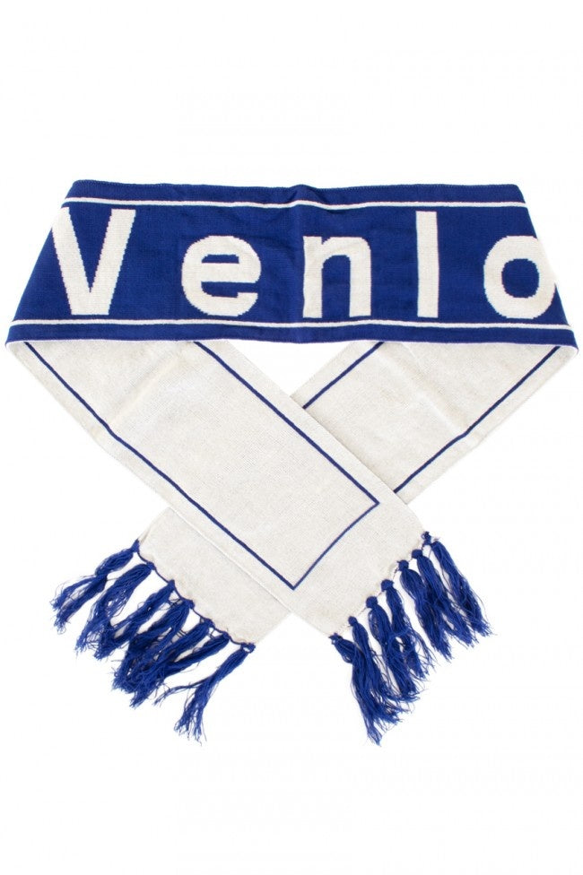Mooie blauwe sjaal met tekst Venlo 185x18 cm