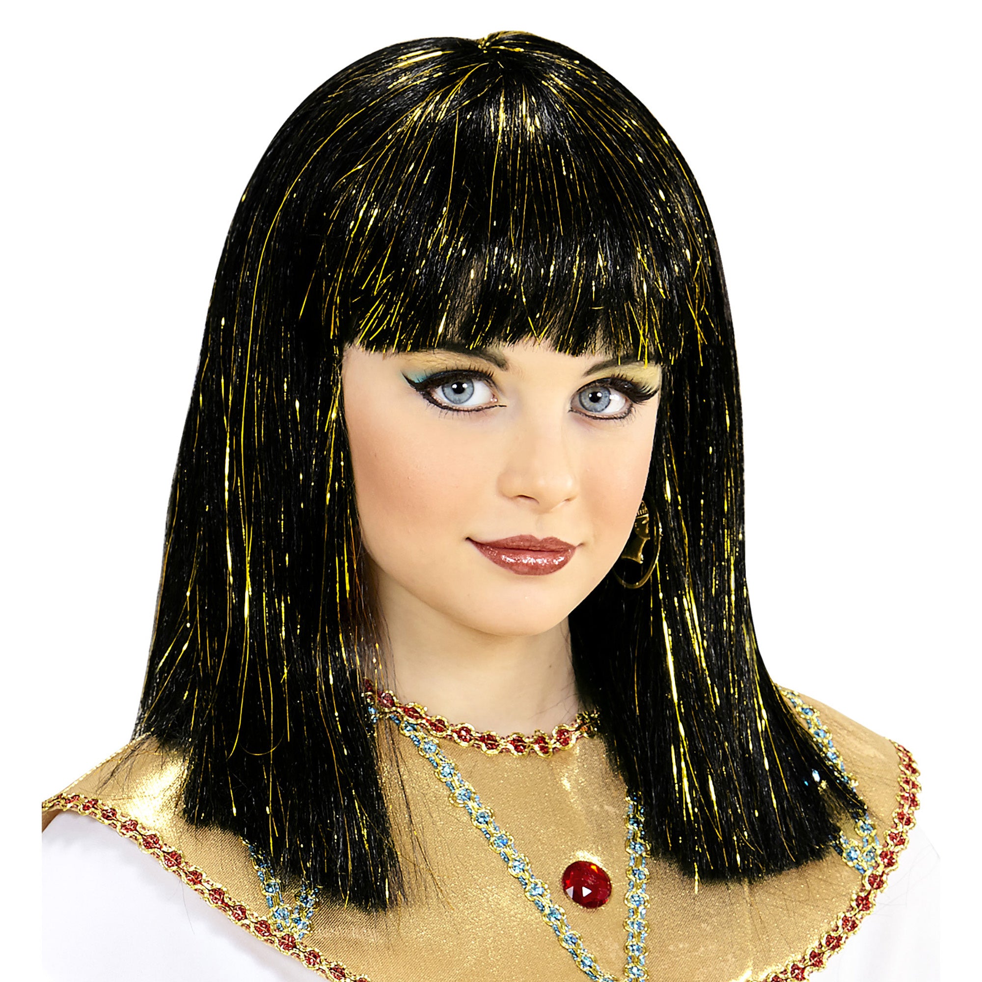 Mooie zwarte pruik Cleopatra voor kids