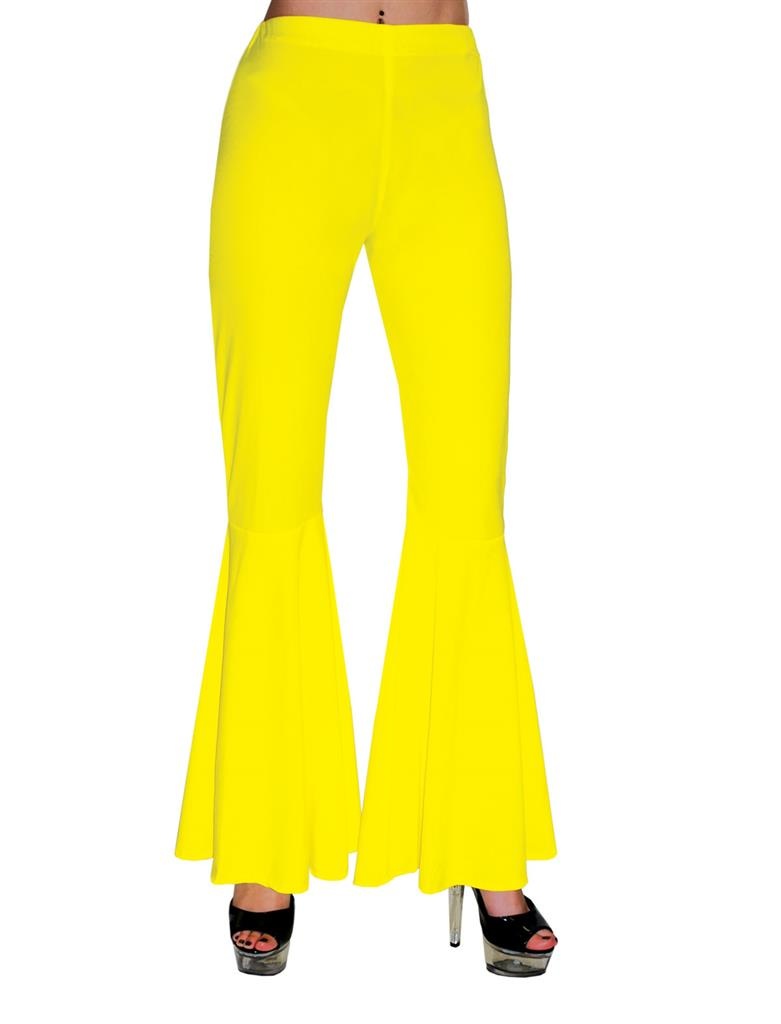 Funny Fashion - Hippie Kostuum - Ibiza Hippie Broek Geel Vrouw - geel - Maat 36-38 - Carnavalskleding - Verkleedkleding