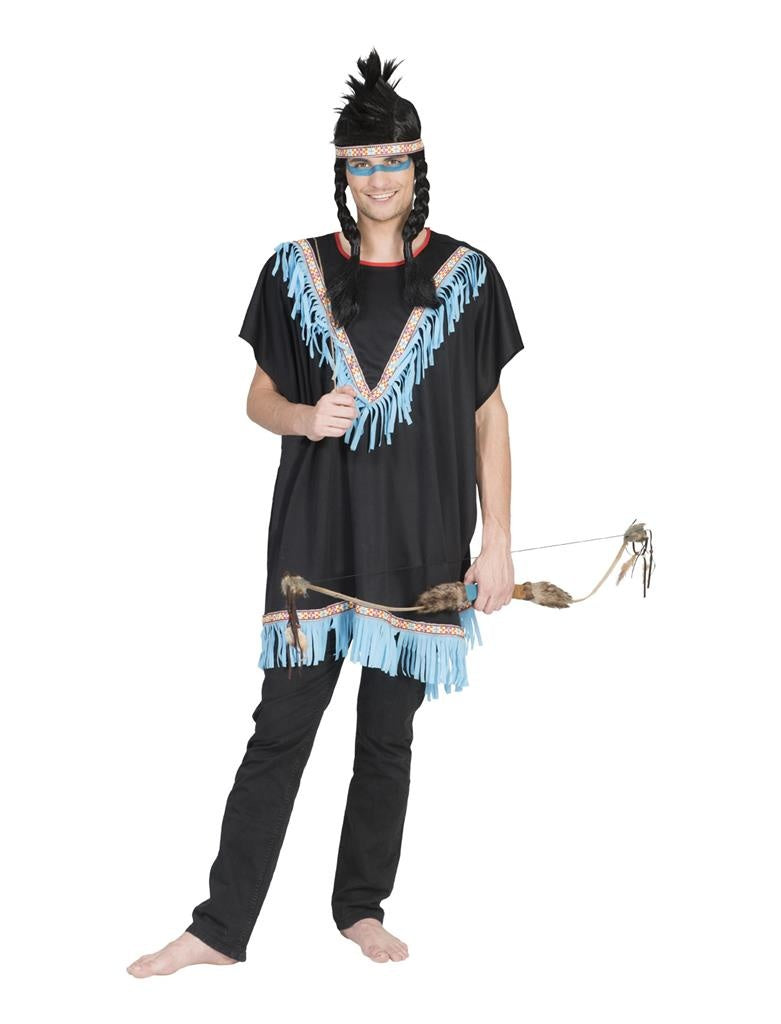 Blauw indianenkostuum met franjes voor mannen - Verkleedkleding - M/L