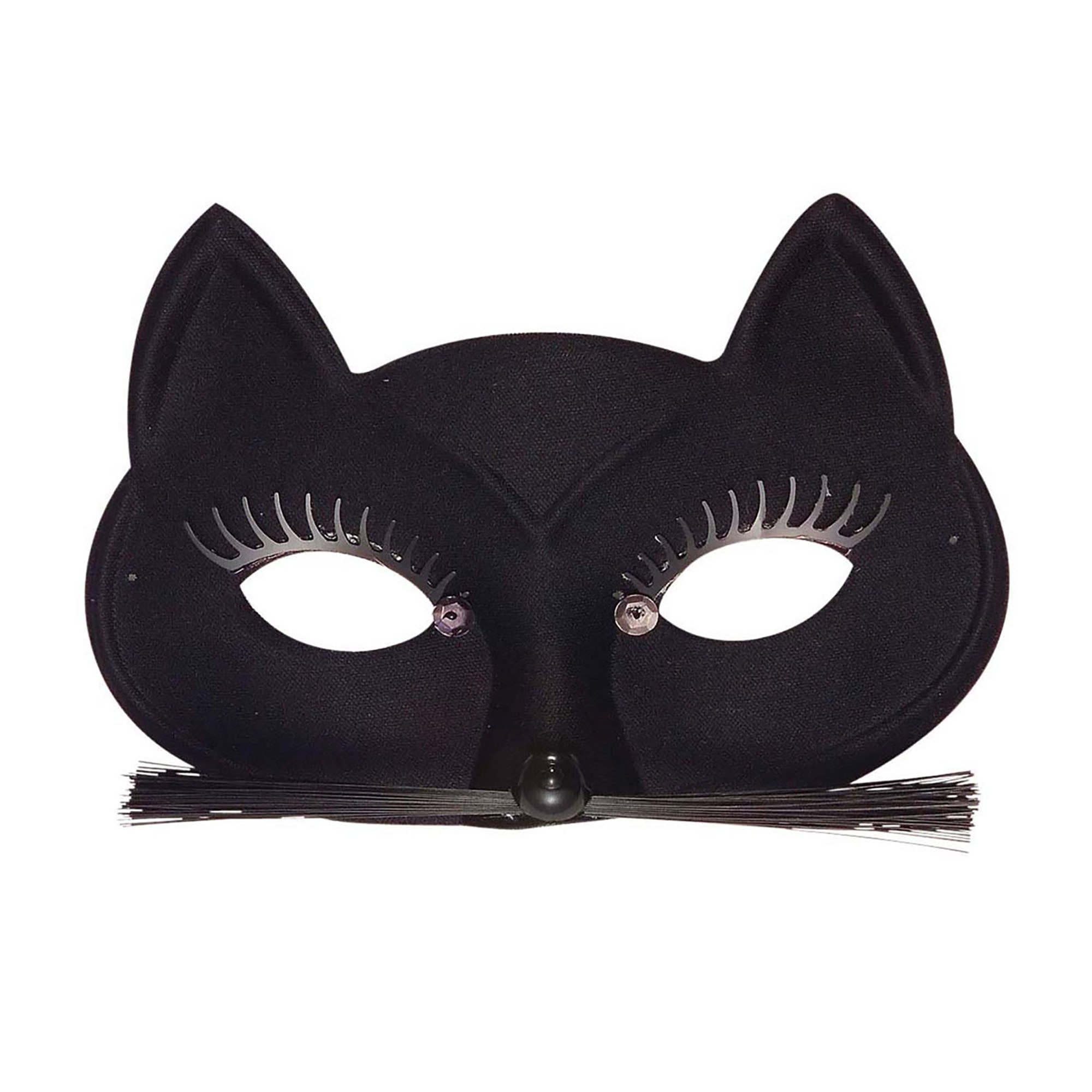 Widmann -Oogmasker Zwarte Kat - zwart - Halloween - Verkleedkleding