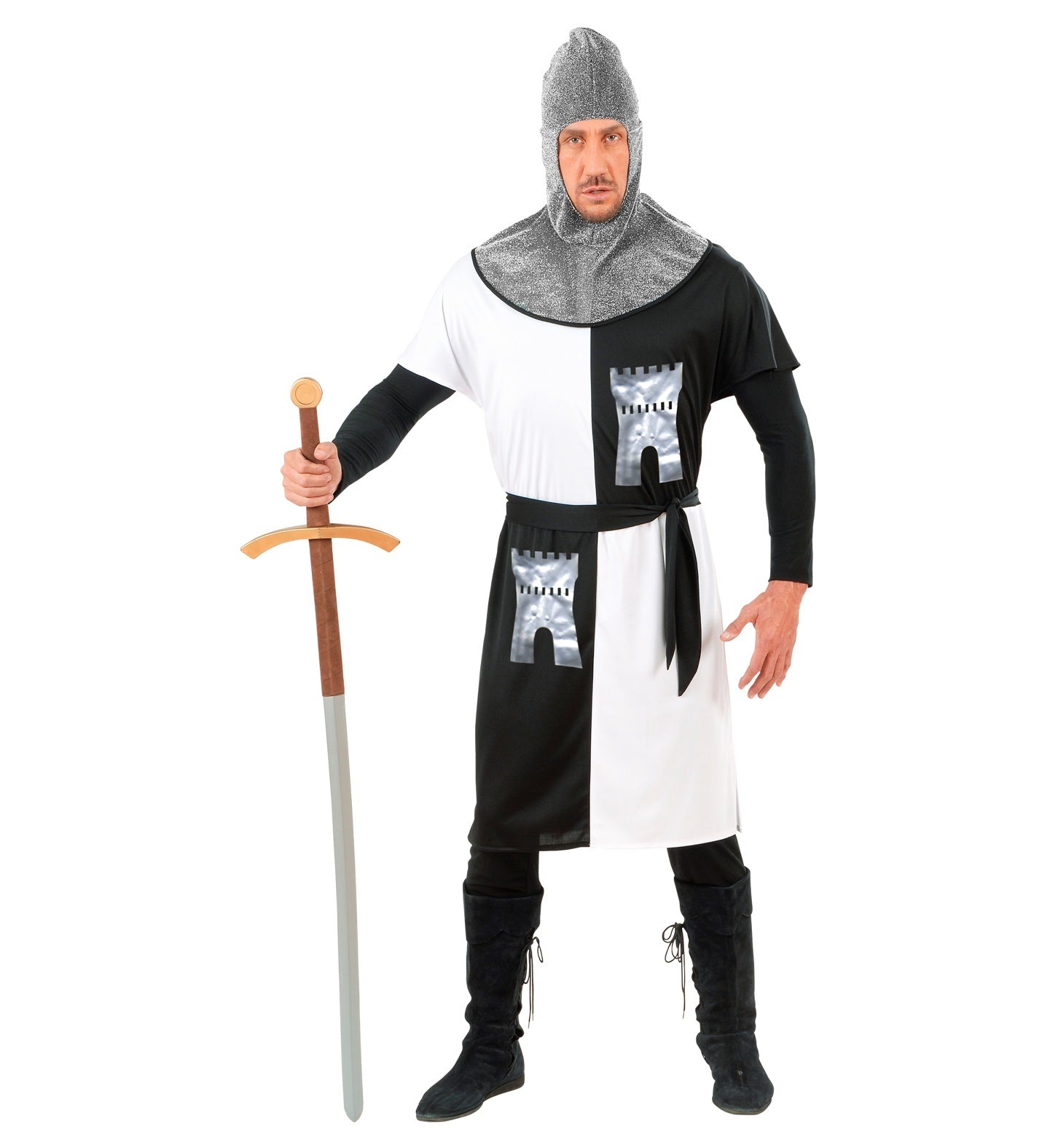 Widmann - Middeleeuwse & Renaissance Strijders Kostuum - Middeleeuwse Ridder Verdediger Van Het Witte Fort - Man - zilver - Medium - Carnavalskleding - Verkleedkleding