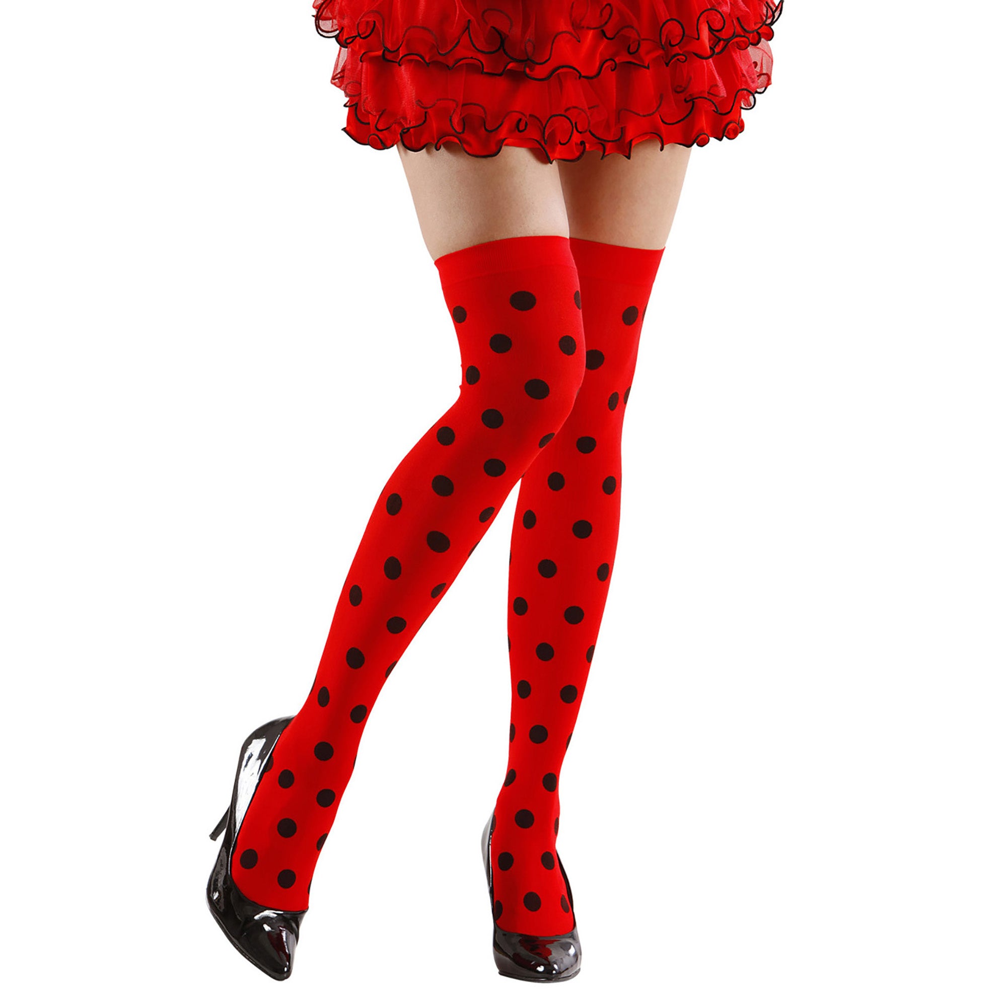 Widmann - Lieveheersbeest Kostuum - Kniekousen Lieveheersbeestje - rood - One Size - Carnavalskleding - Verkleedkleding