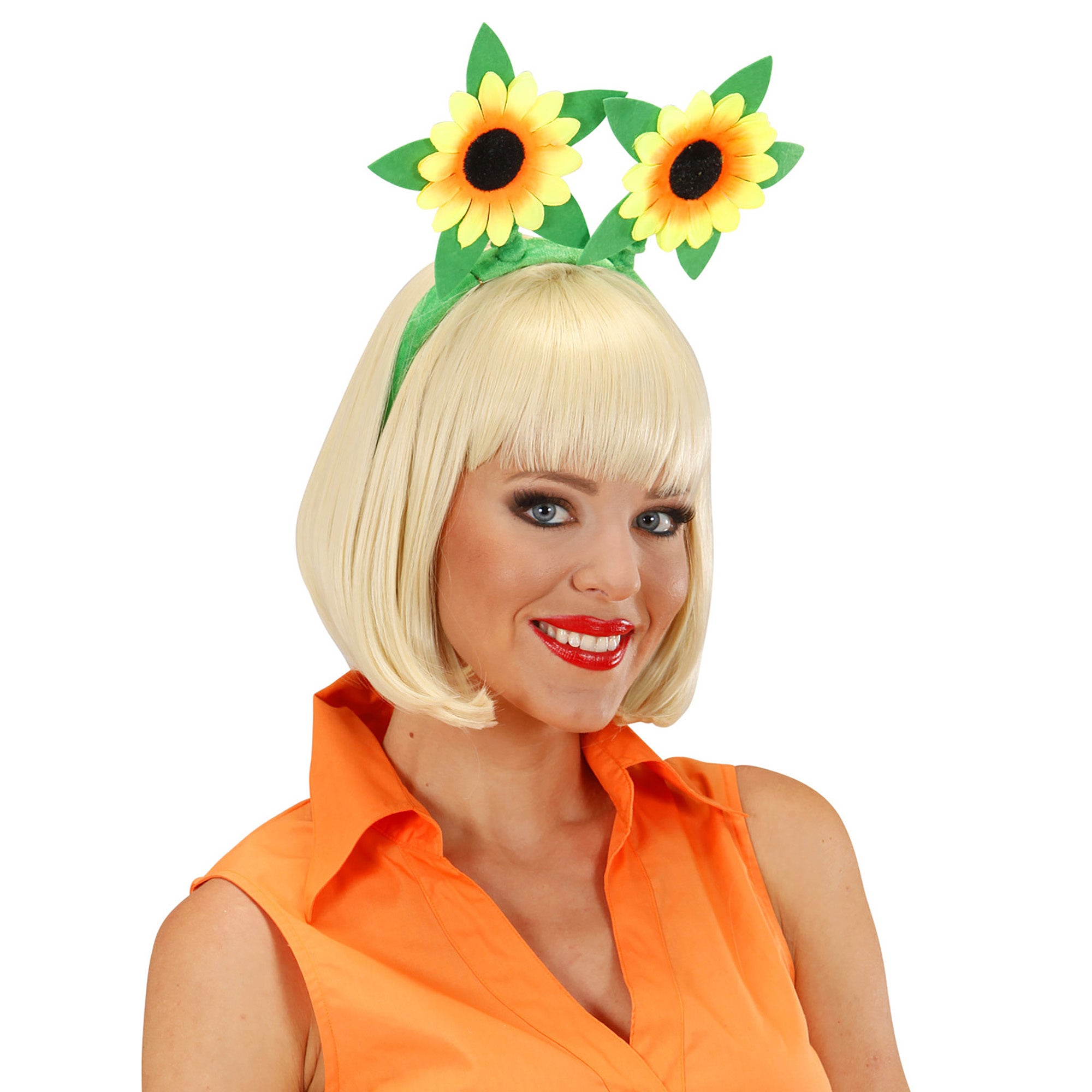 Widmann - Natuur Groente & Fruit Kostuum - Hoofdband Zonnebloemen - geel,groen - Carnavalskleding - Verkleedkleding