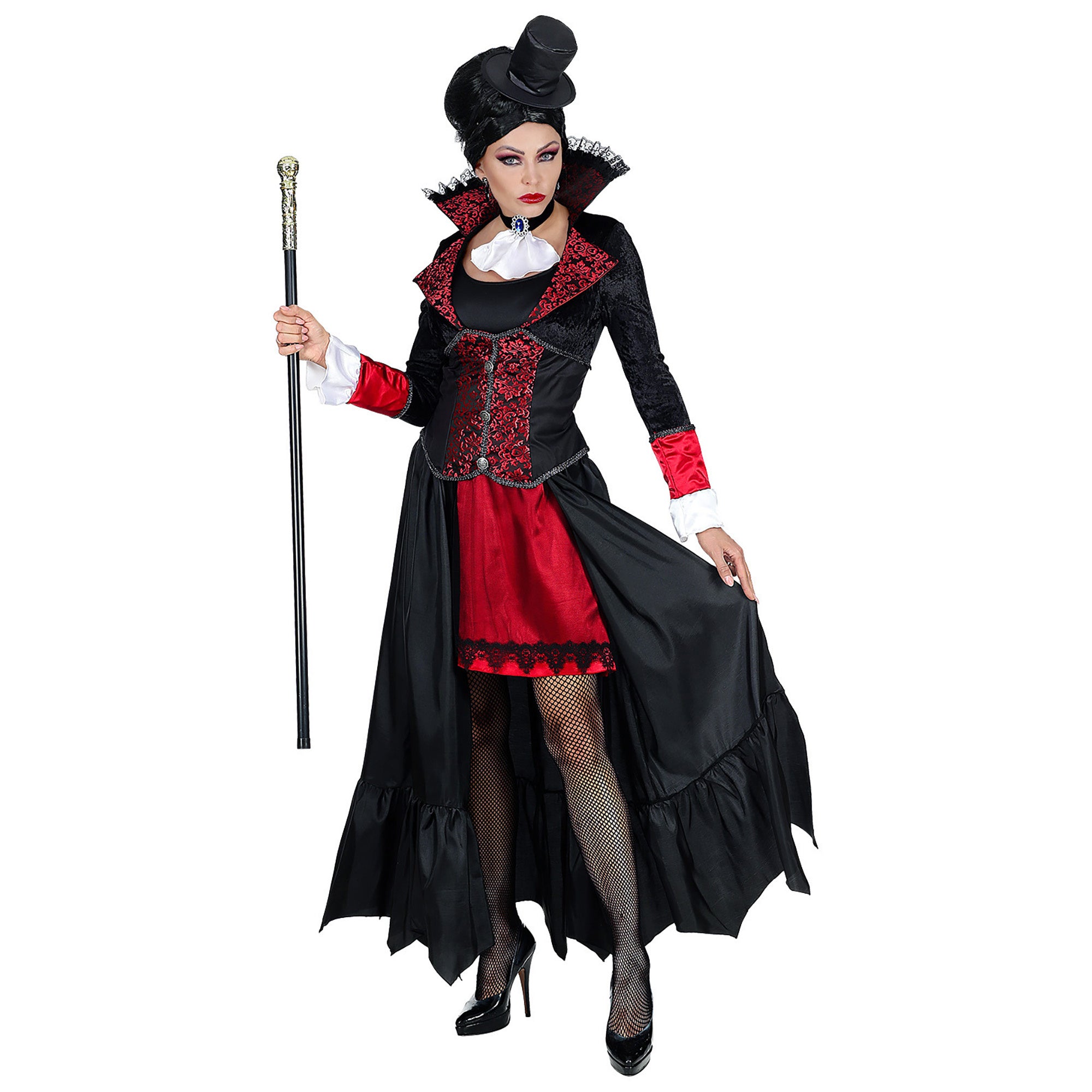 Widmann - Vampier & Dracula Kostuum - Hunkerend Naar Bloed Vampier - Vrouw - rood,zwart - Large - Halloween - Verkleedkleding