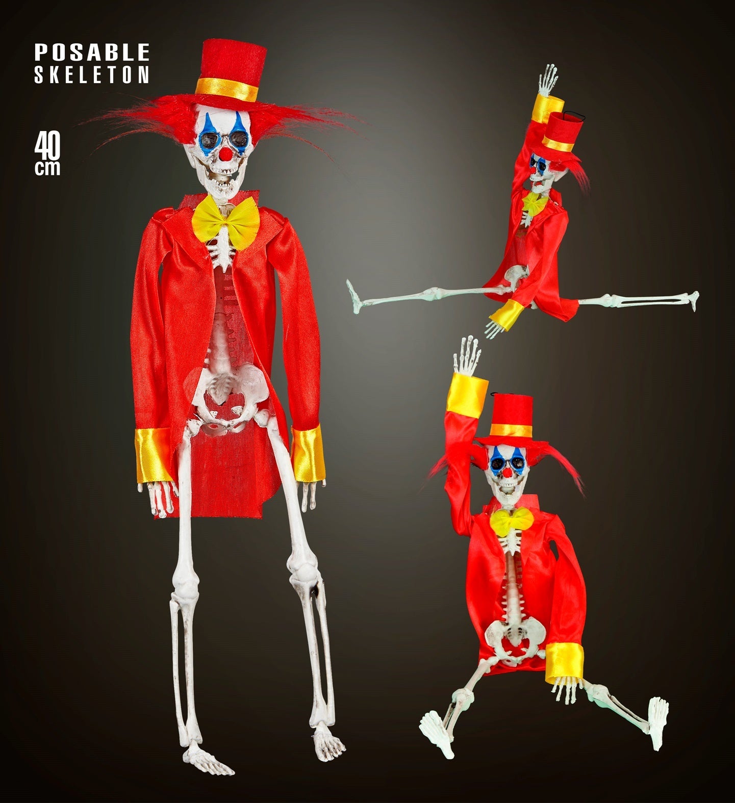 Decoratief skelet horror clown 40cm