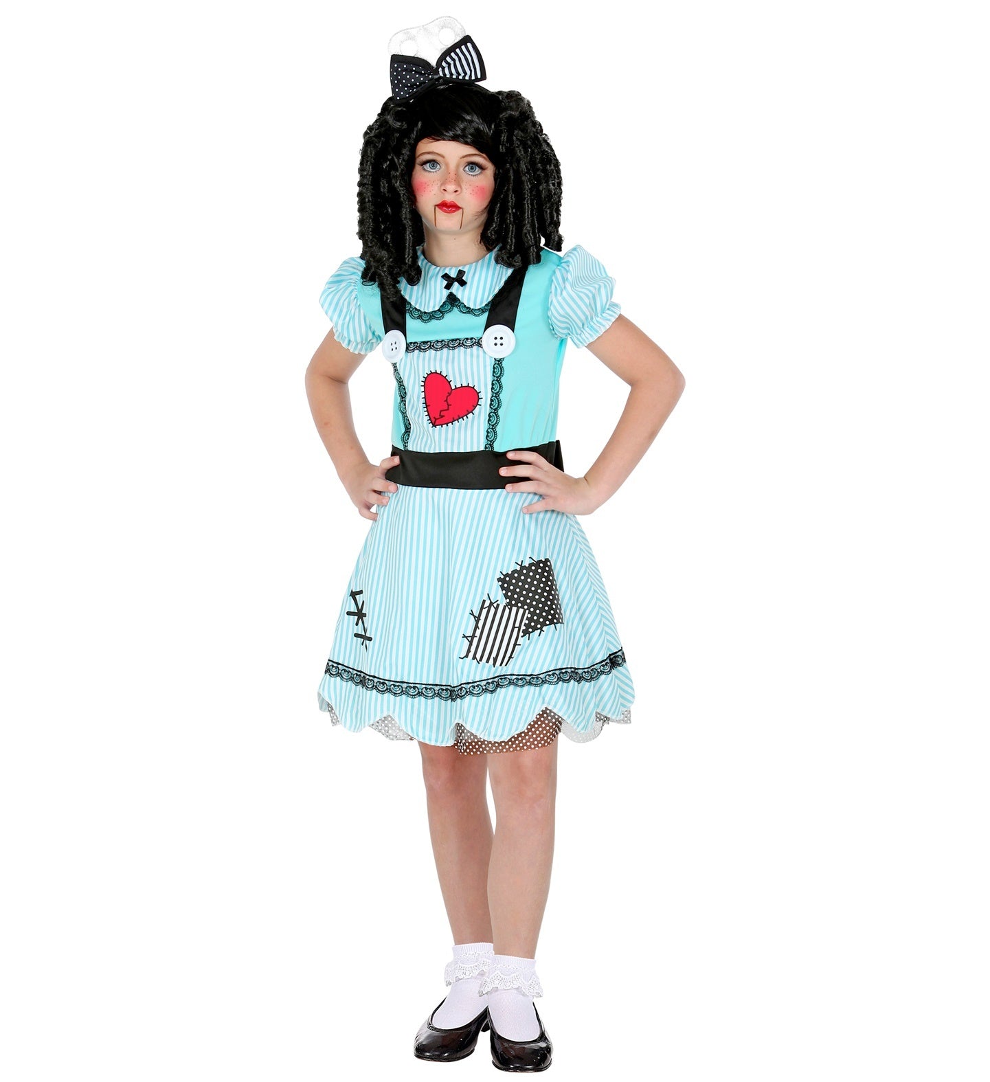 Widmann - Pop kostuum Kostuum - Populaire Poppie Pop - Meisje - blauw - Maat 128 - Halloween - Verkleedkleding