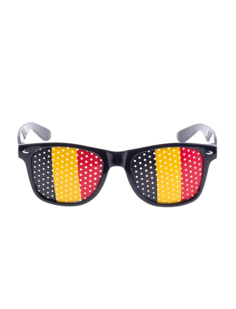 Zwarte Belgie vlag bril voor volwassenen - Supporters verkleed accessoires