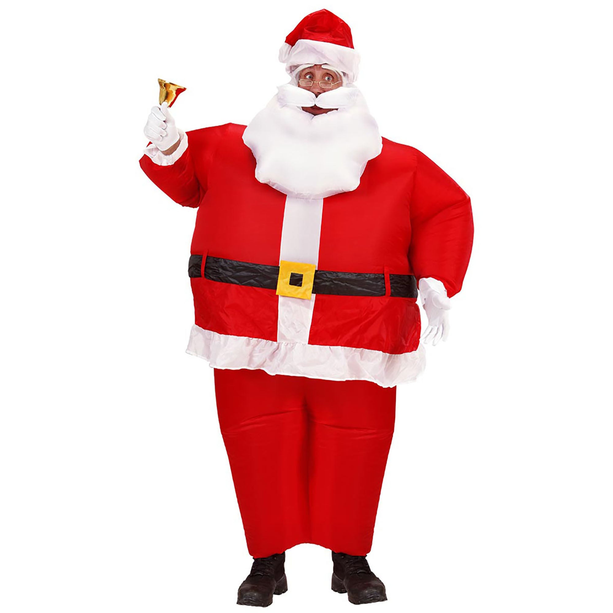 Widmann - Kerst & Oud & Nieuw Kostuum - Opblaasbare Kerstman Fat Santa Kostuum - rood - One Size - Kerst - Verkleedkleding