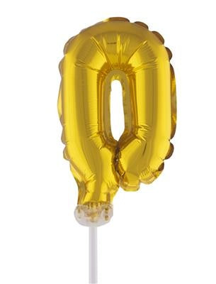 Folie ballon 13 cm op stokje goud