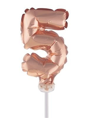 Folie ballon 13 cm op stokje rose goud