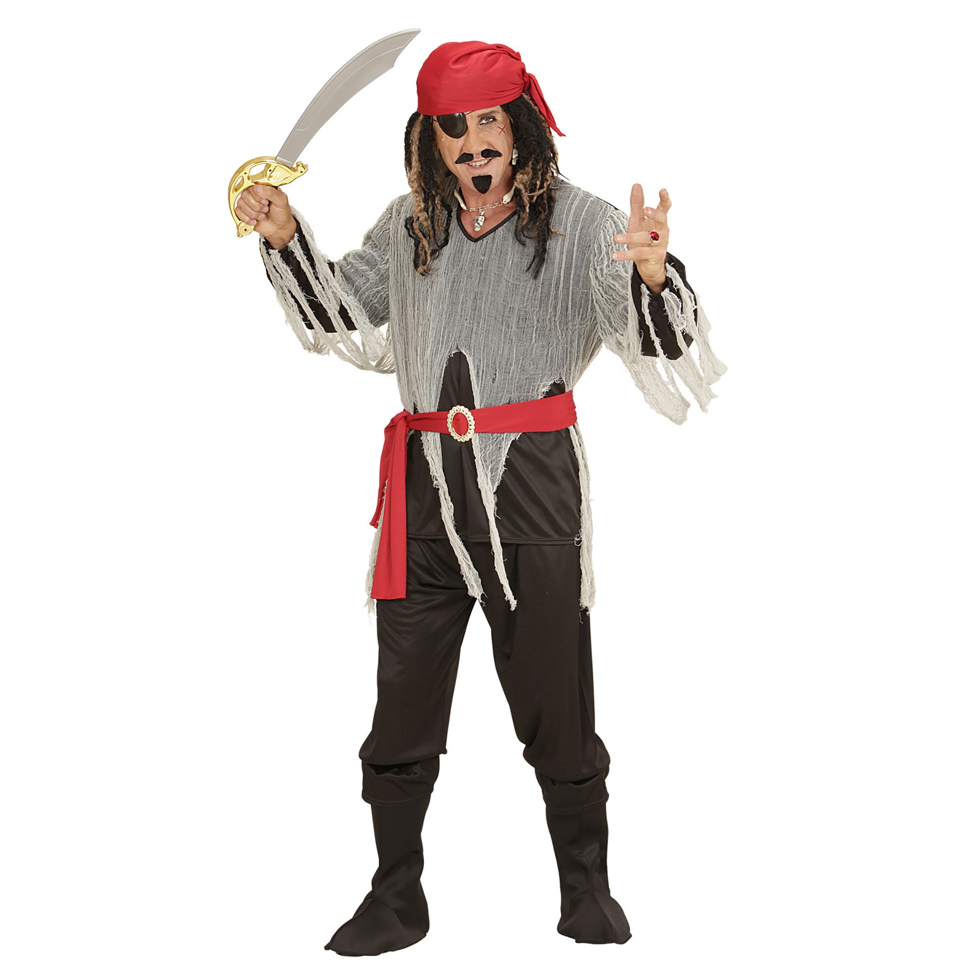 Widmann - Piraat & Viking Kostuum - Vroeg Tijdperk Piratenheer - Man - zwart - Large - Carnavalskleding - Verkleedkleding